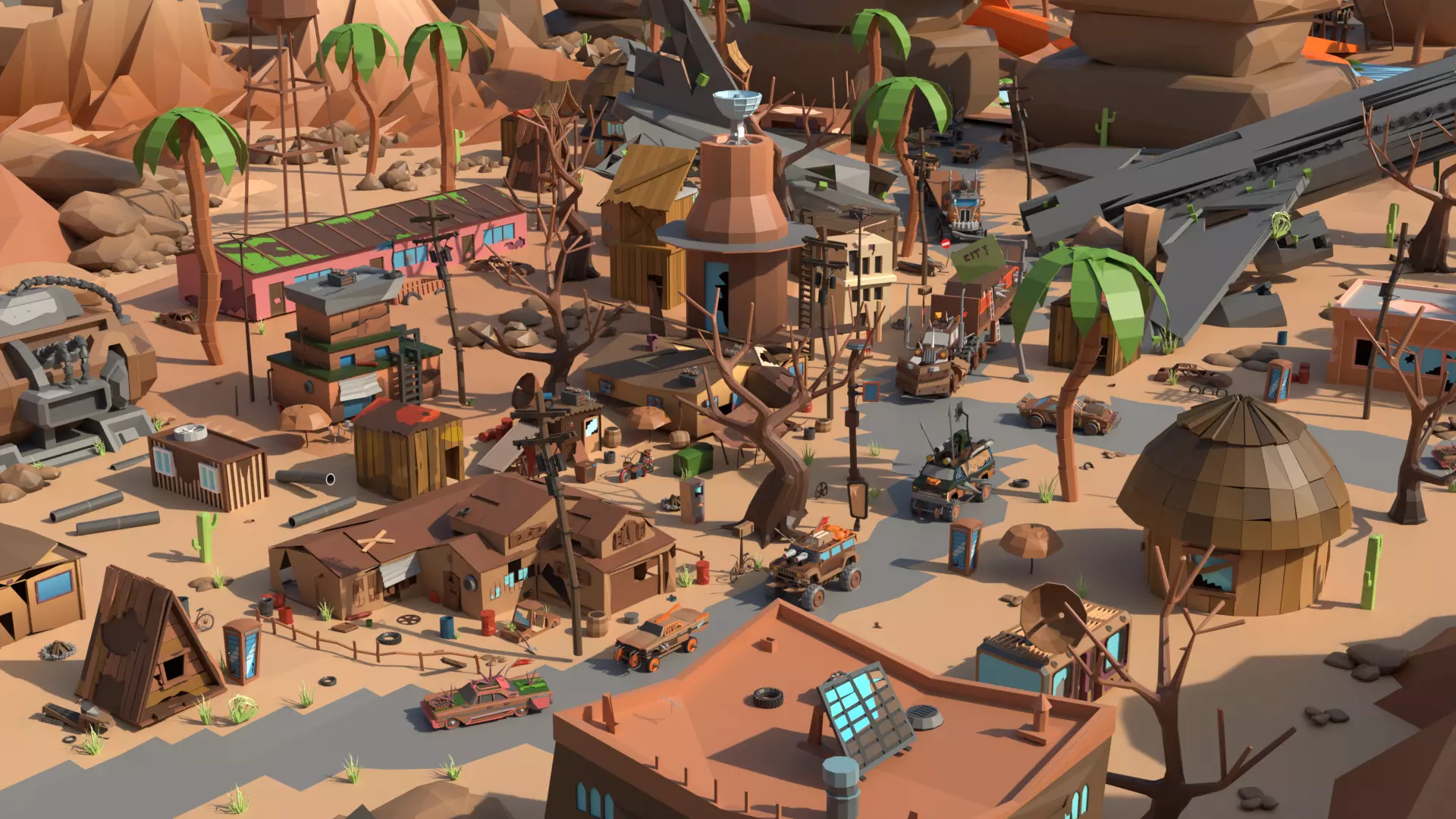 Mad Max City - 3D Model for Games Low-poly 3D model_0