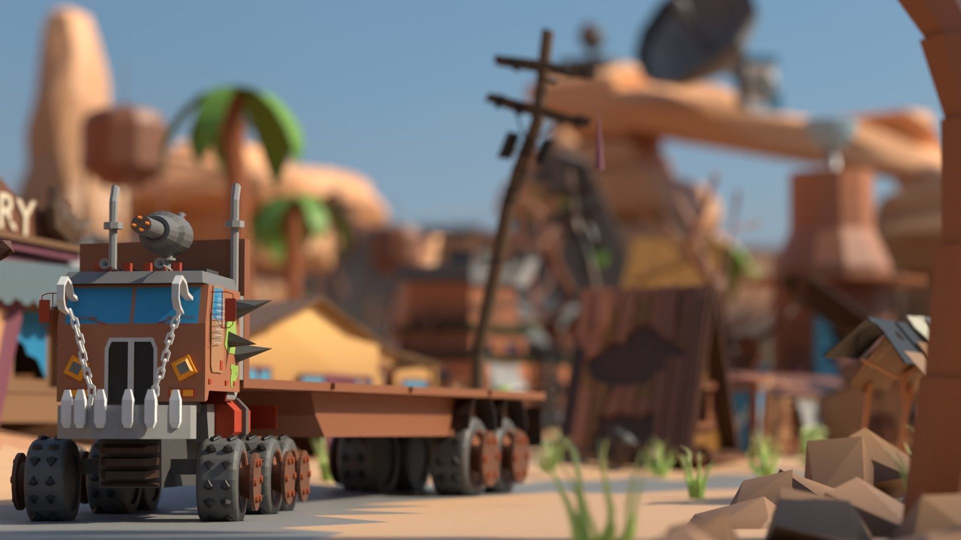 Mad Max City - 3D Model for Games Low-poly 3D model_9