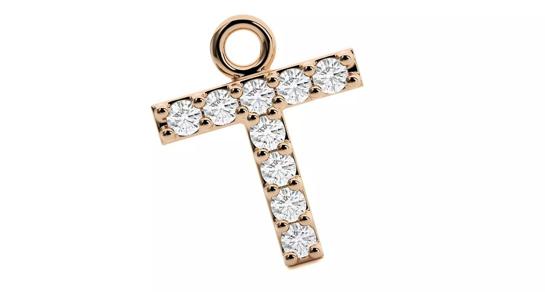 Alphabet Letter T Pendant Charm 3dm stl render details  3D print model_0