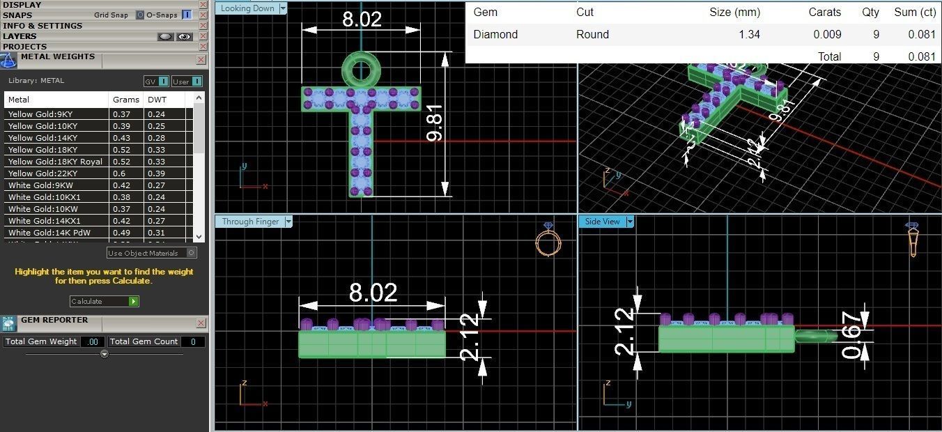 Alphabet Letter T Pendant Charm 3dm stl render details  3D print model_3