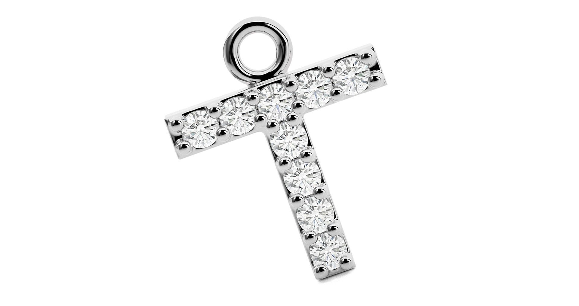 Alphabet Letter T Pendant Charm 3dm stl render details  3D print model_2