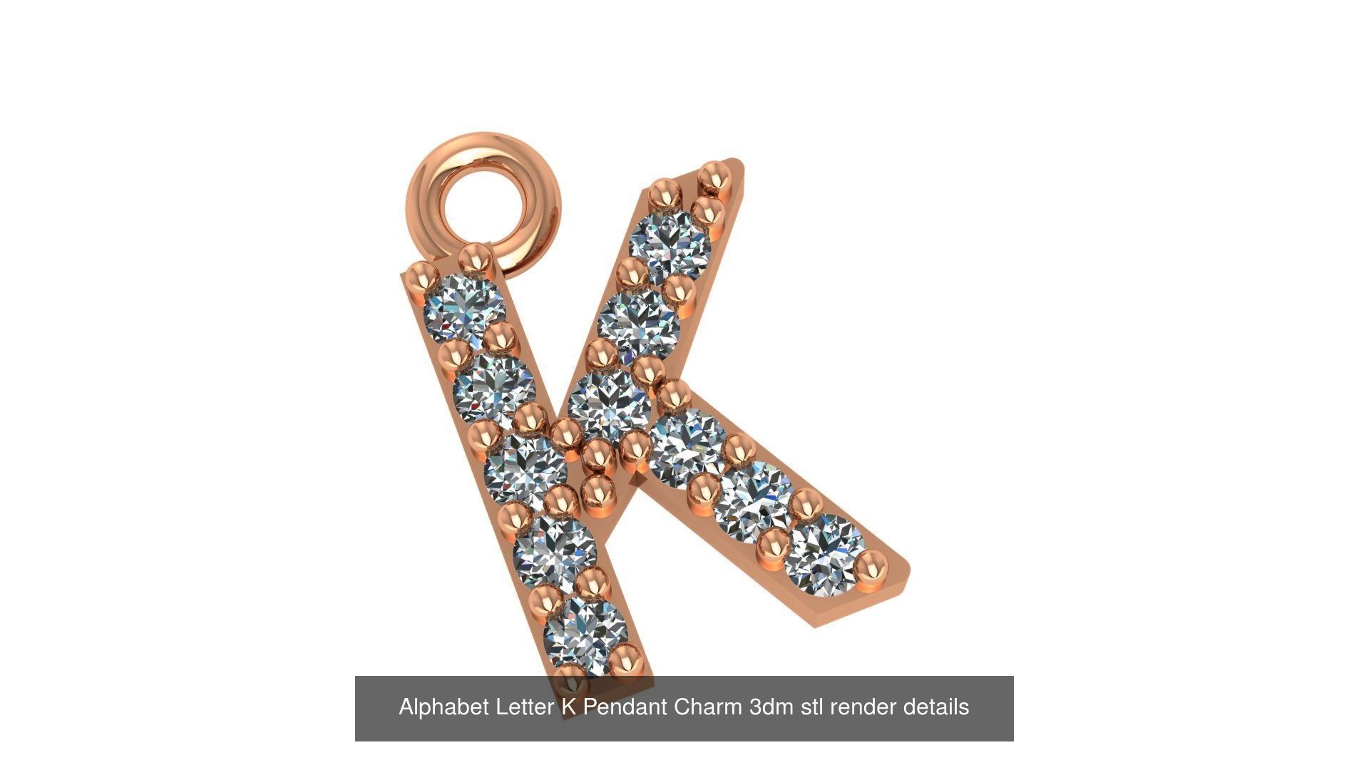 Alphabet Letter A to Z - 26 Pendant Charms 3dm stl render detail 3D Model Collection_23