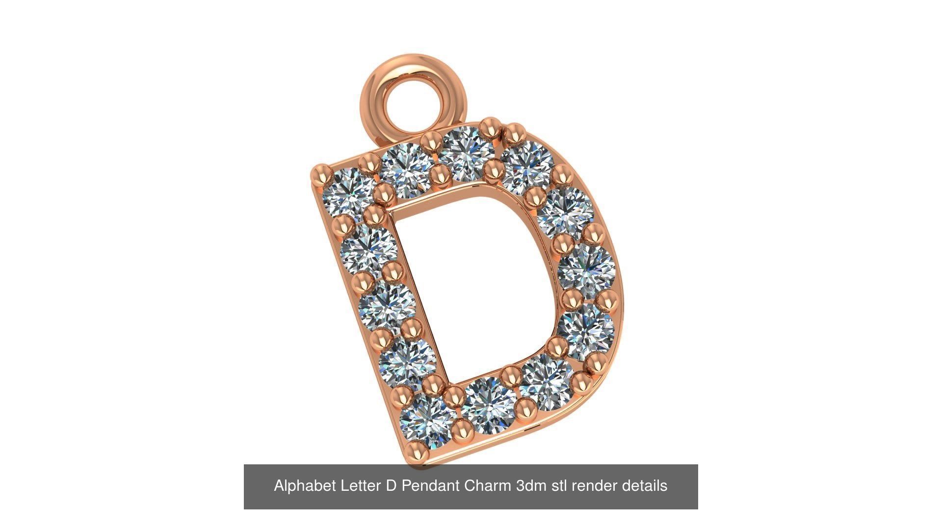 Alphabet Letter A to Z - 26 Pendant Charms 3dm stl render detail 3D Model Collection_6