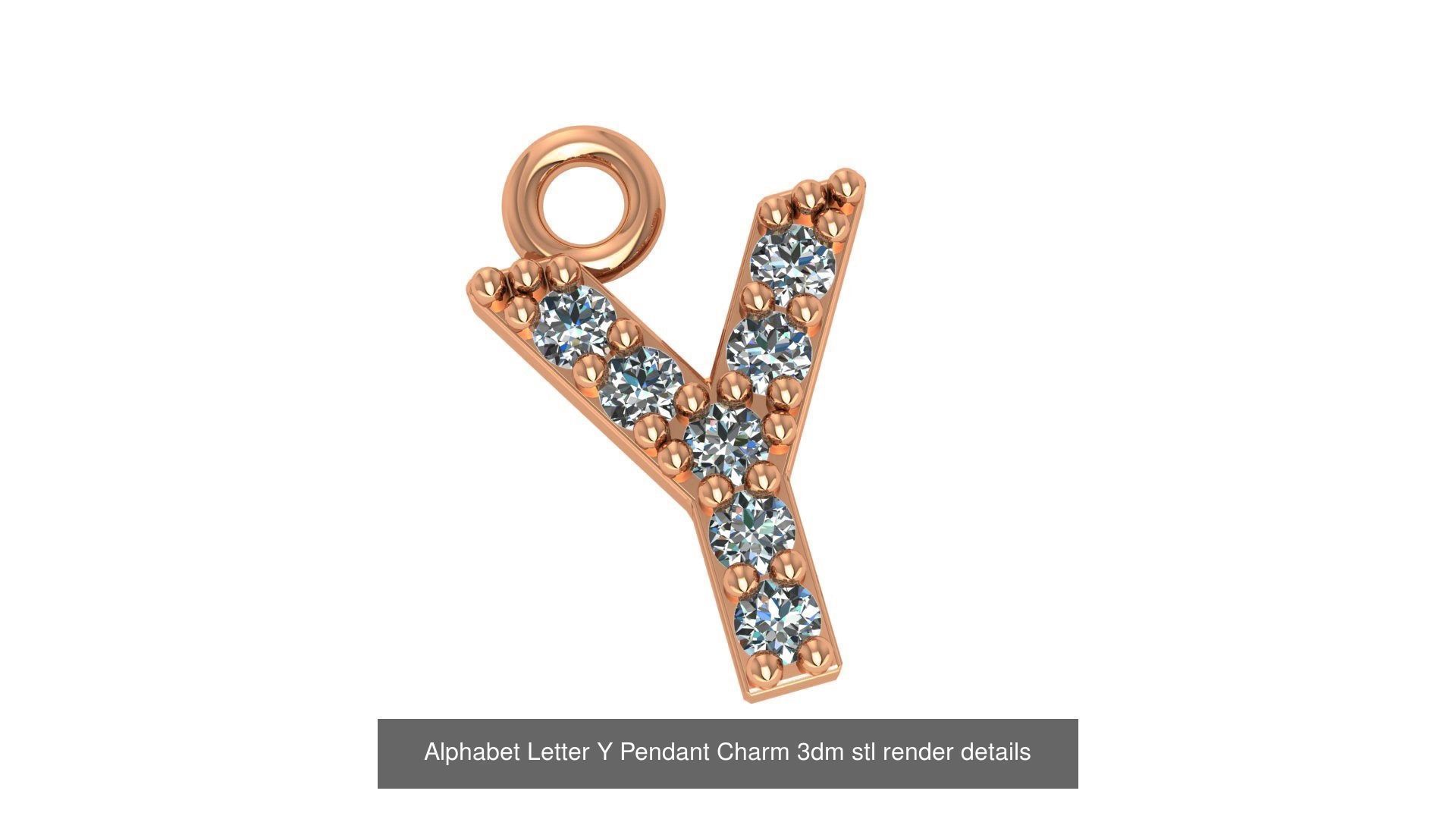 Alphabet Letter A to Z - 26 Pendant Charms 3dm stl render detail 3D Model Collection_11