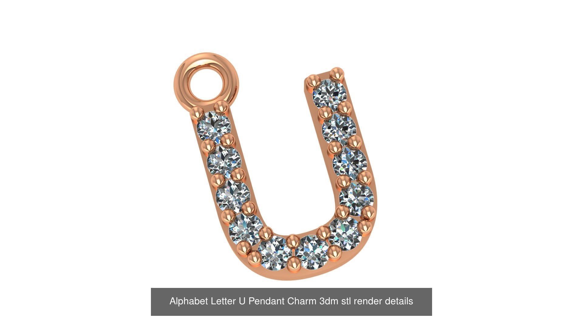 Alphabet Letter A to Z - 26 Pendant Charms 3dm stl render detail 3D Model Collection_13