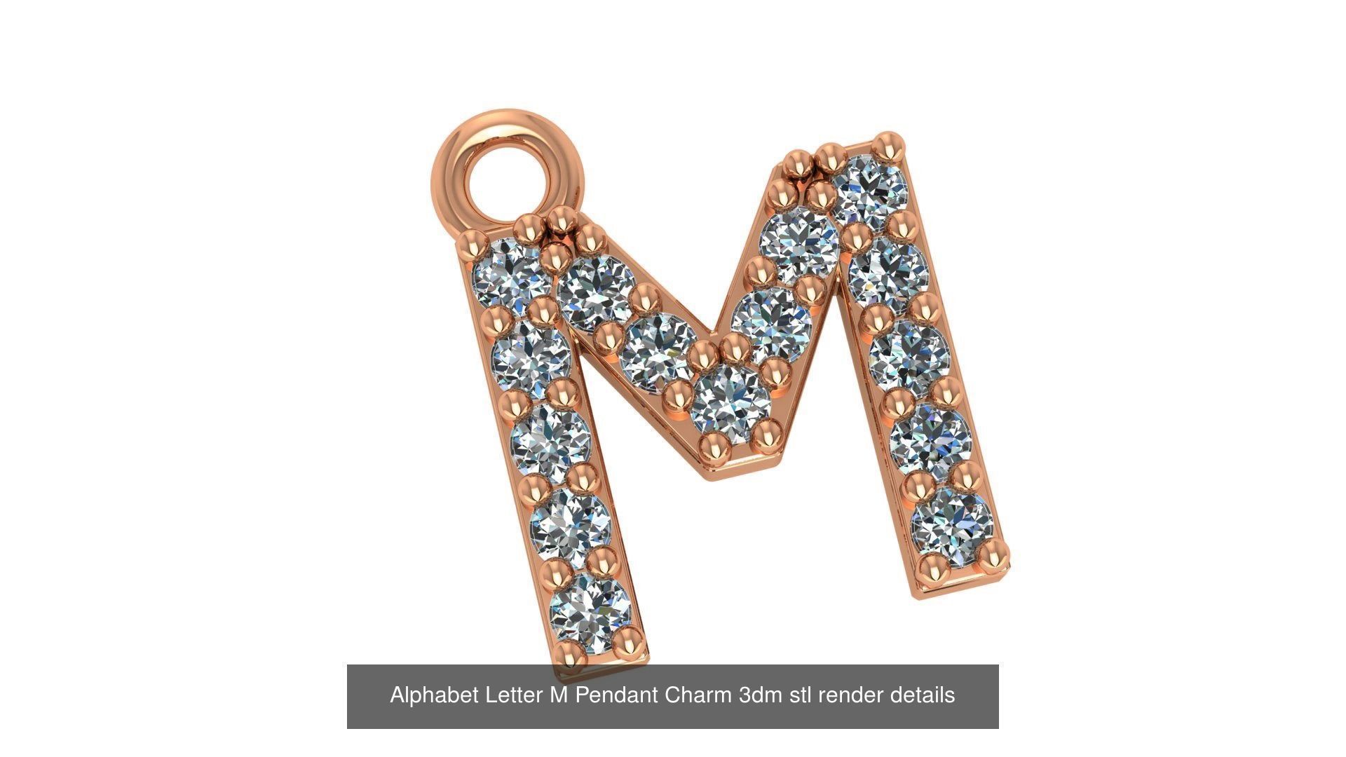 Alphabet Letter A to Z - 26 Pendant Charms 3dm stl render detail 3D Model Collection_21