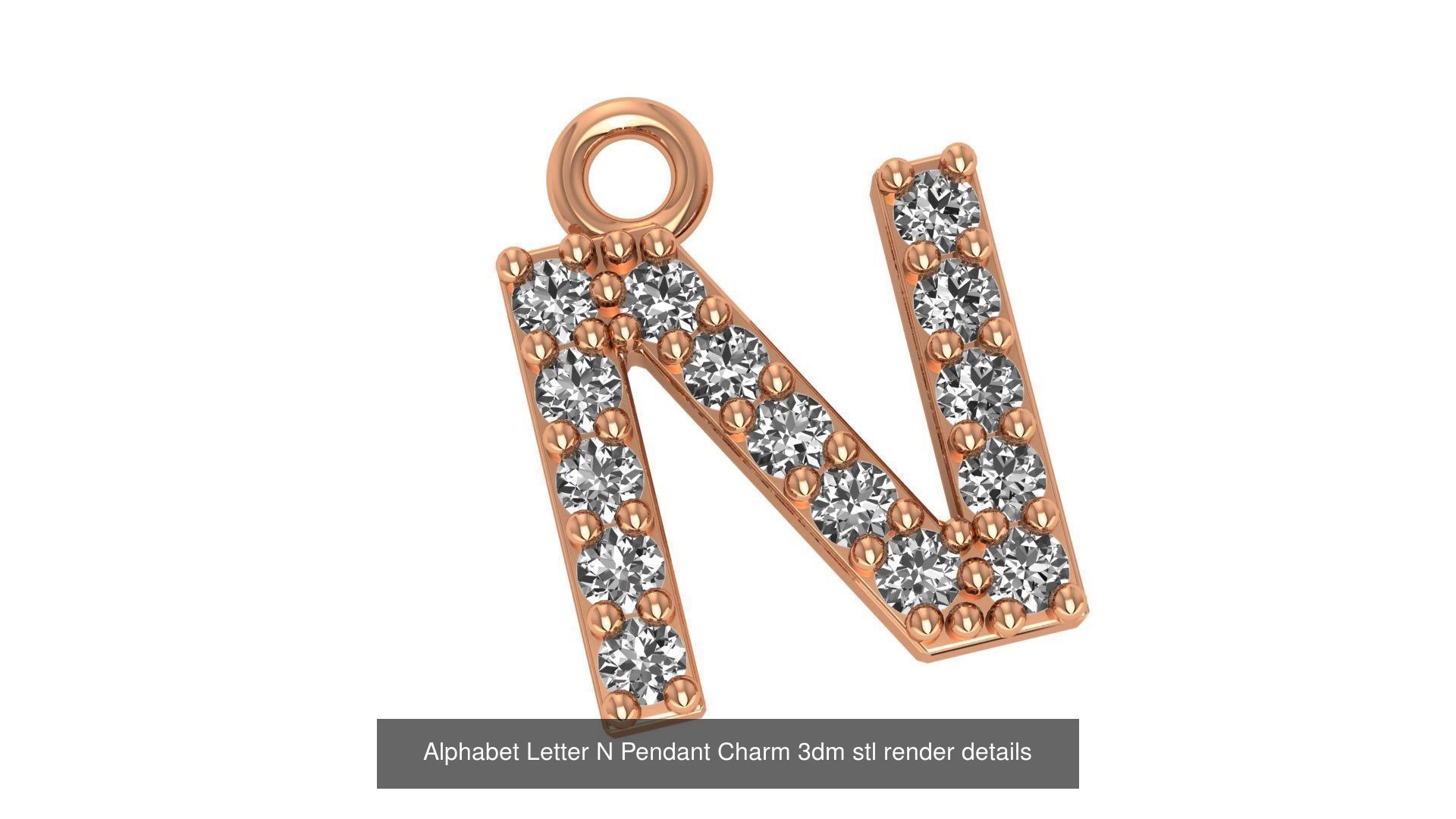 Alphabet Letter A to Z - 26 Pendant Charms 3dm stl render detail 3D Model Collection_20