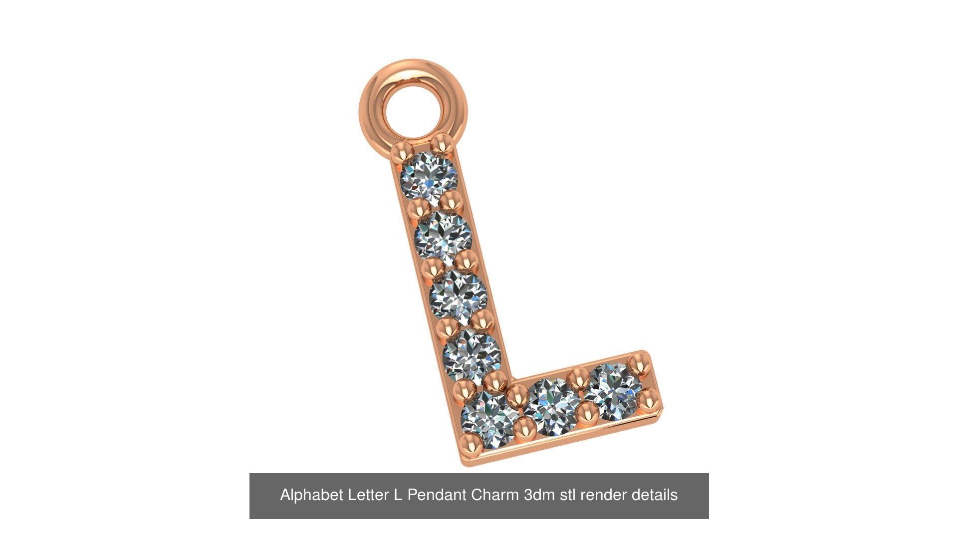 Alphabet Letter A to Z - 26 Pendant Charms 3dm stl render detail 3D Model Collection_22