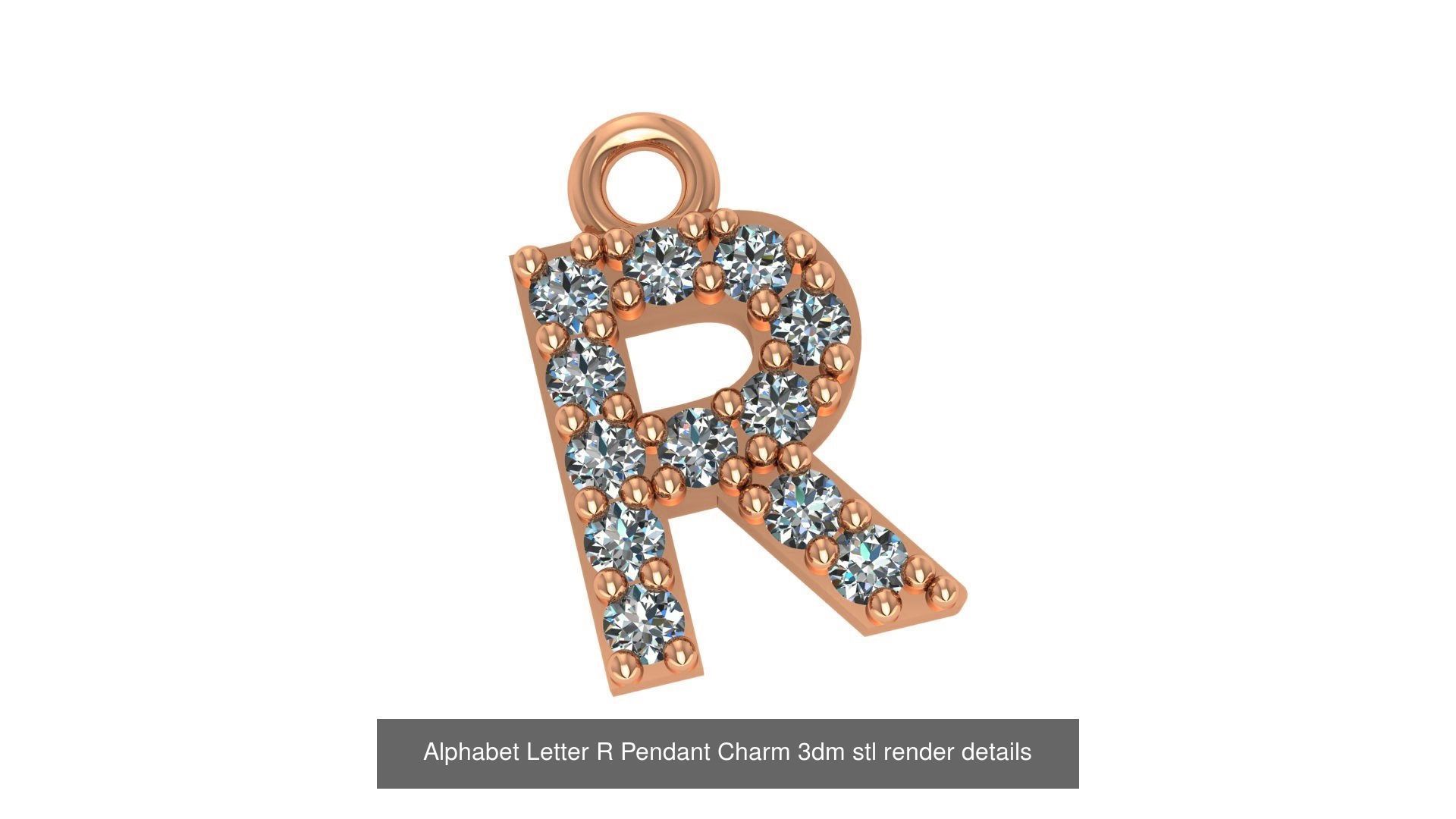 Alphabet Letter A to Z - 26 Pendant Charms 3dm stl render detail 3D Model Collection_17