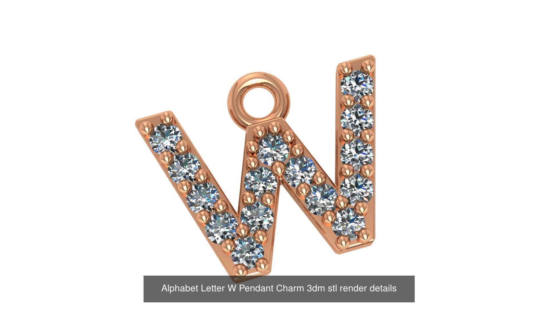 Alphabet Letter A to Z - 26 Pendant Charms 3dm stl render detail 3D Model Collection_9