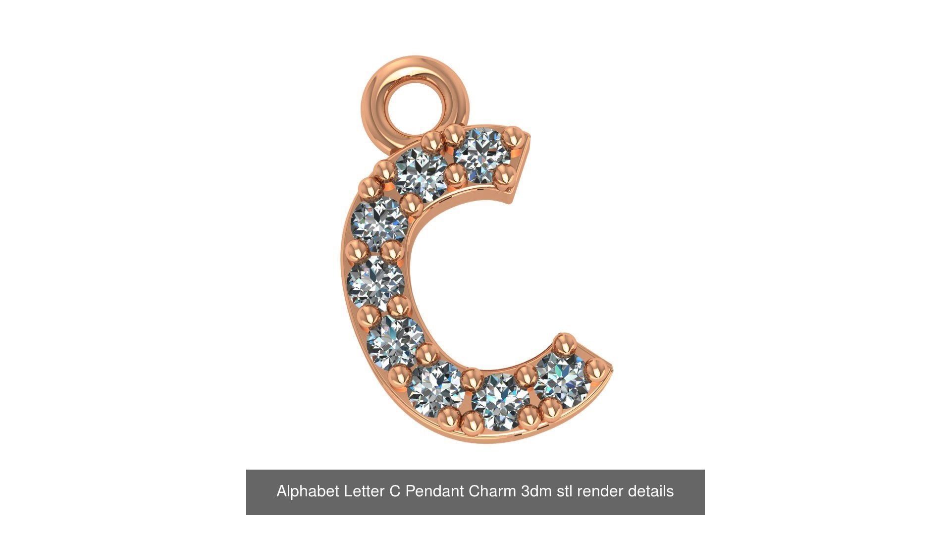 Alphabet Letter A to Z - 26 Pendant Charms 3dm stl render detail 3D Model Collection_7