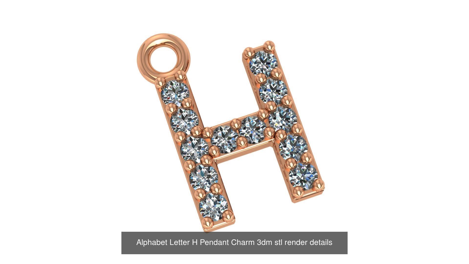 Alphabet Letter A to Z - 26 Pendant Charms 3dm stl render detail 3D Model Collection_2