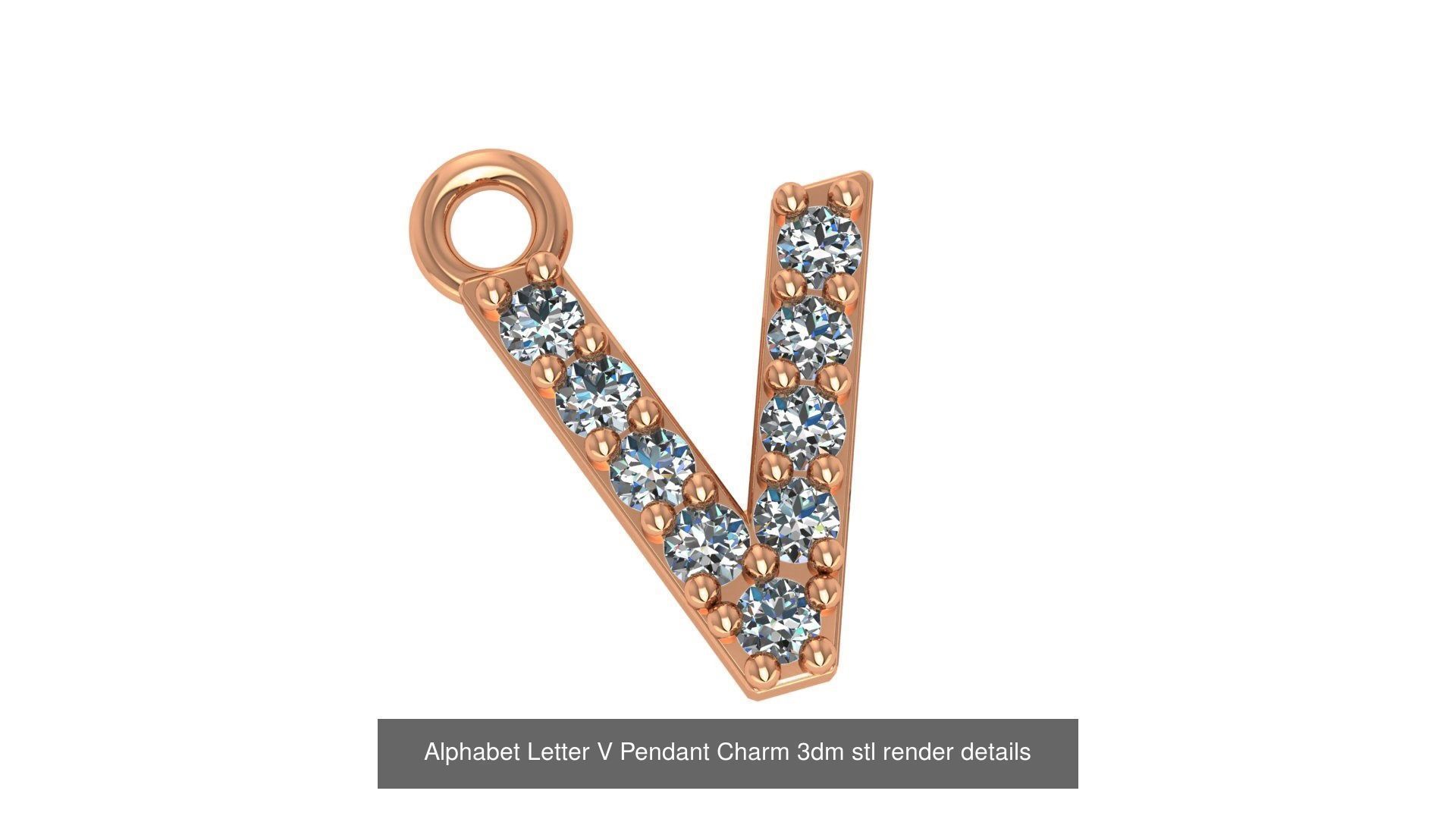 Alphabet Letter A to Z - 26 Pendant Charms 3dm stl render detail 3D Model Collection_12