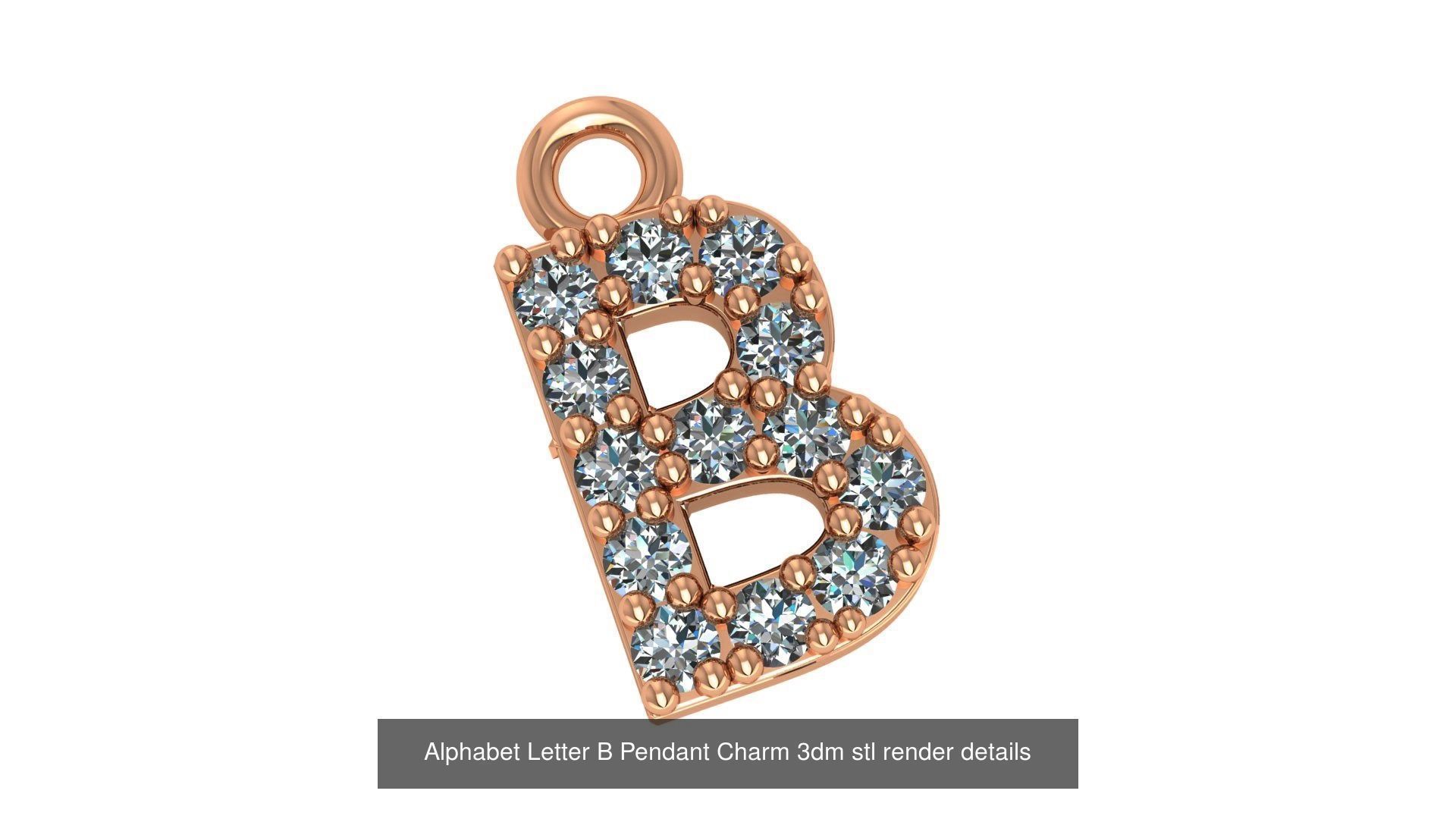Alphabet Letter A to Z - 26 Pendant Charms 3dm stl render detail 3D Model Collection_14