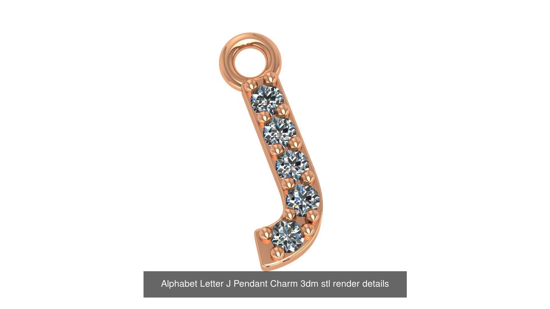 Alphabet Letter A to Z - 26 Pendant Charms 3dm stl render detail 3D Model Collection_24