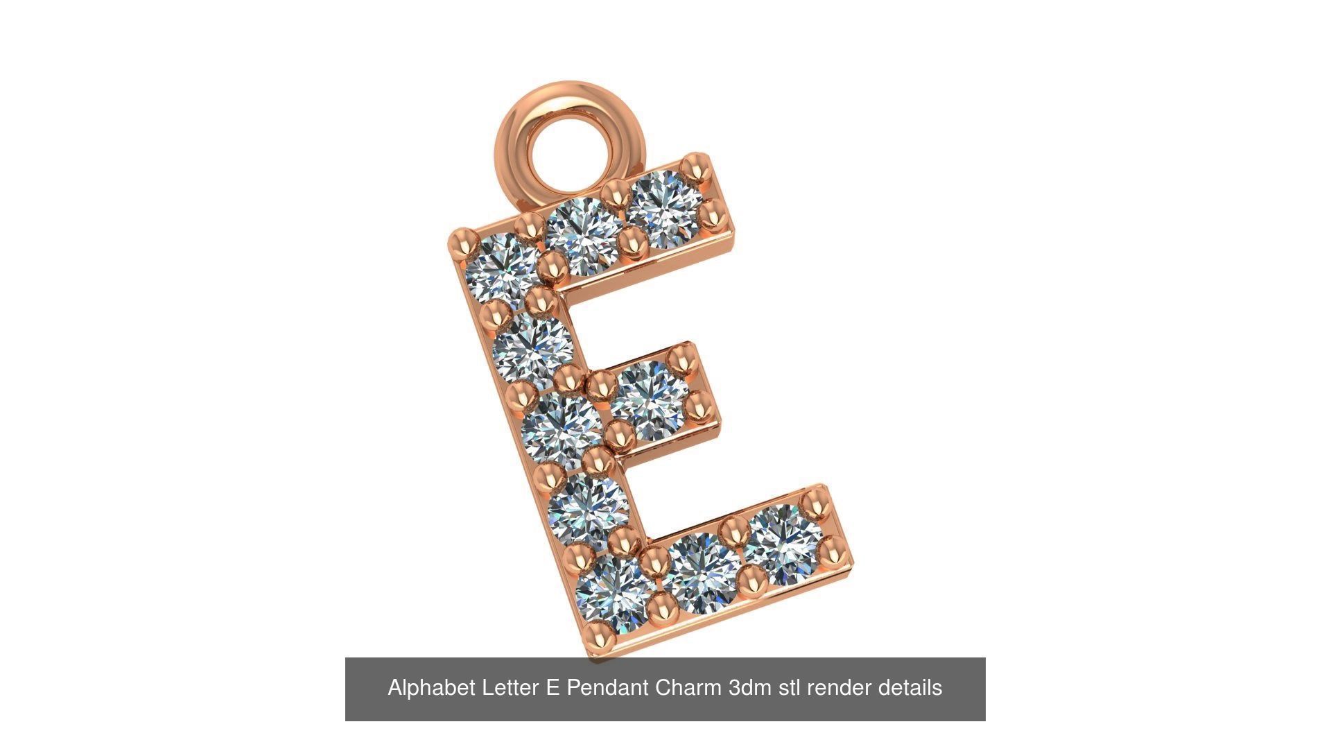 Alphabet Letter A to Z - 26 Pendant Charms 3dm stl render detail 3D Model Collection_5