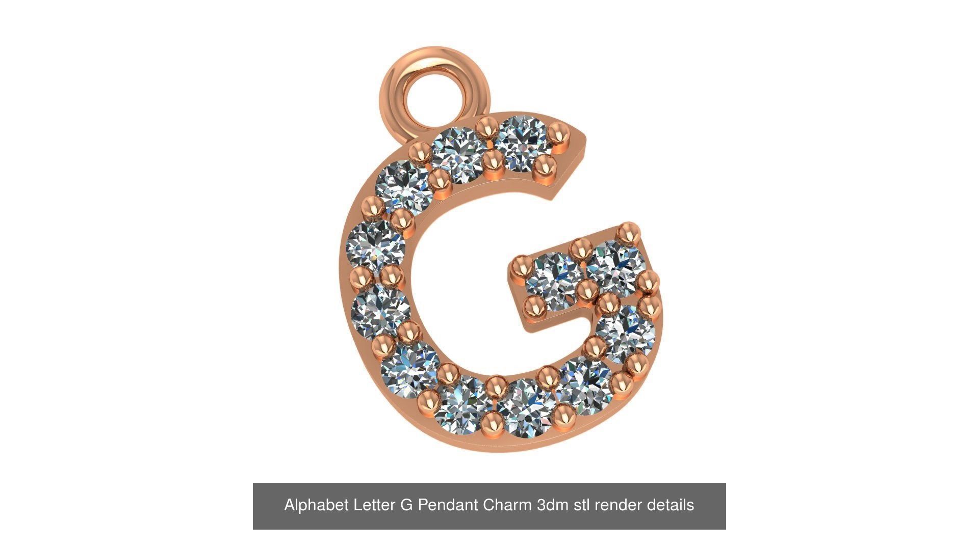 Alphabet Letter A to Z - 26 Pendant Charms 3dm stl render detail 3D Model Collection_3