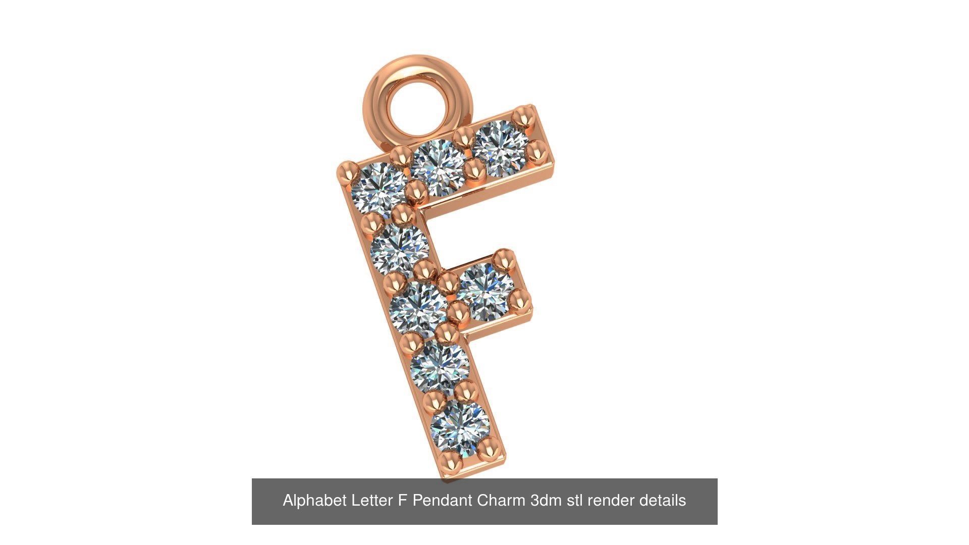 Alphabet Letter A to Z - 26 Pendant Charms 3dm stl render detail 3D Model Collection_4