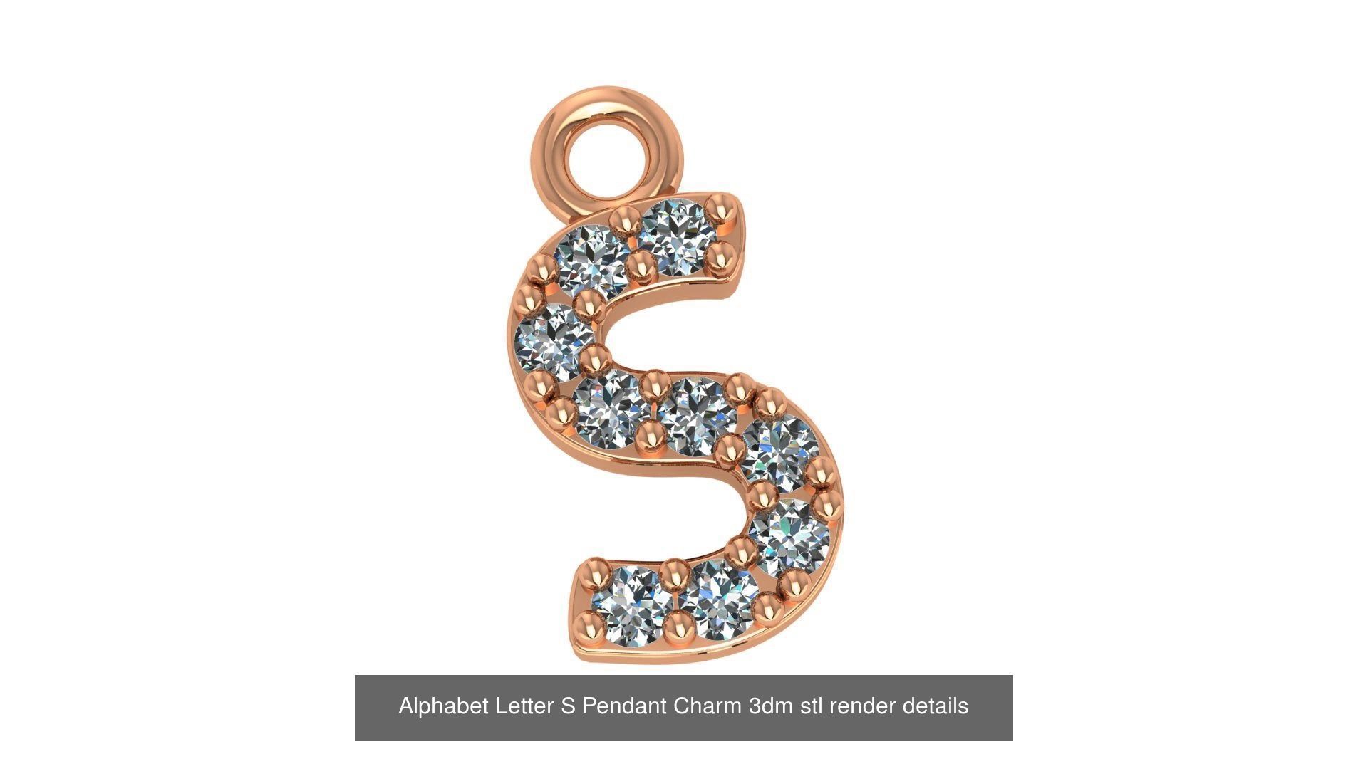 Alphabet Letter A to Z - 26 Pendant Charms 3dm stl render detail 3D Model Collection_15
