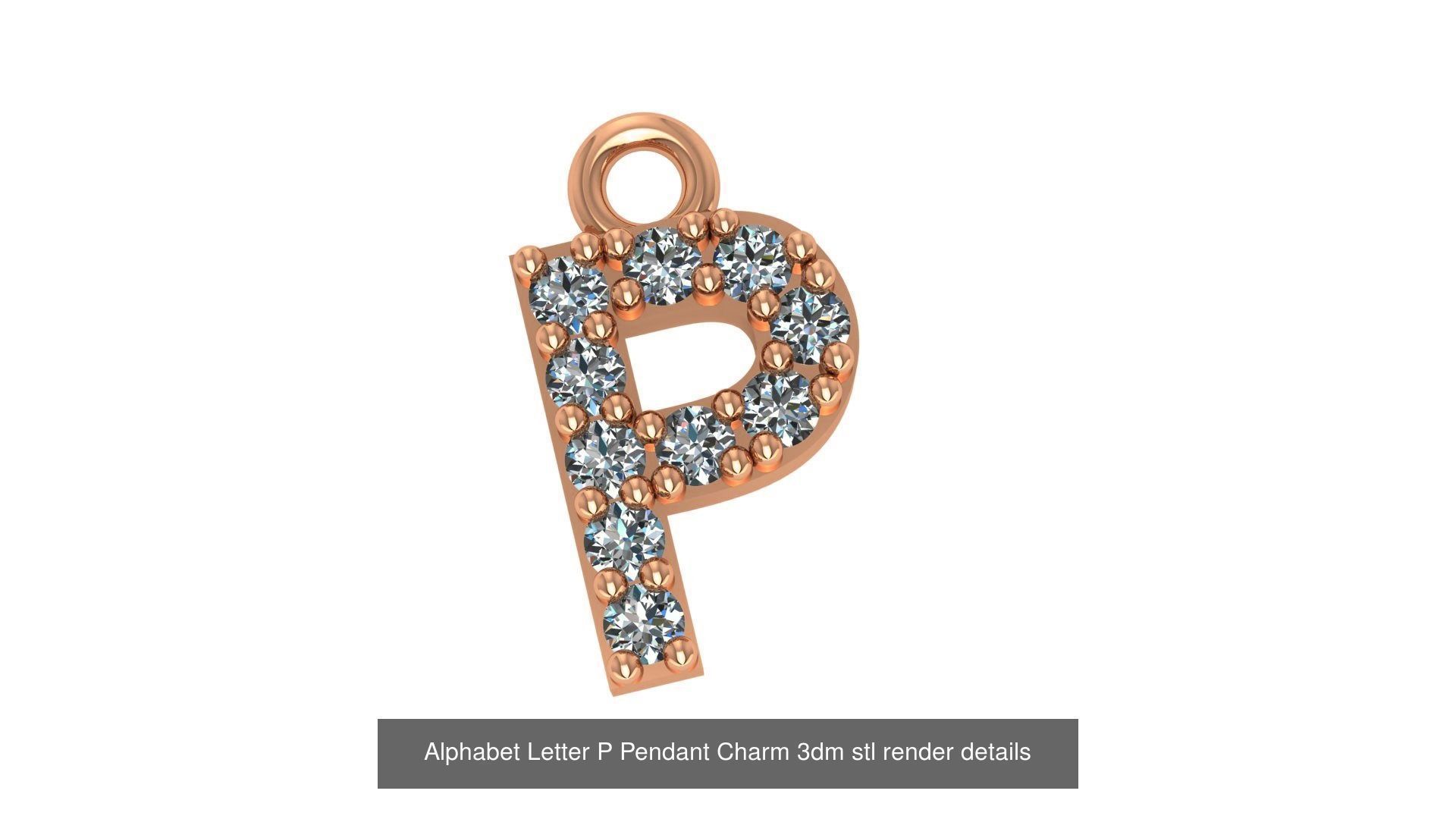 Alphabet Letter A to Z - 26 Pendant Charms 3dm stl render detail 3D Model Collection_16