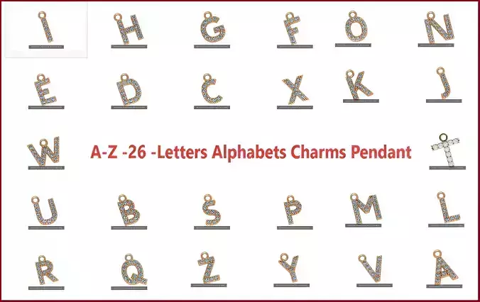Alphabet Letter A to Z - 26 Pendant Charms 3dm stl render detail 3D Model Collection Alphabet Letter A to Z - 26 Pendant Charms 3dm stl render detail 3D Model Collection