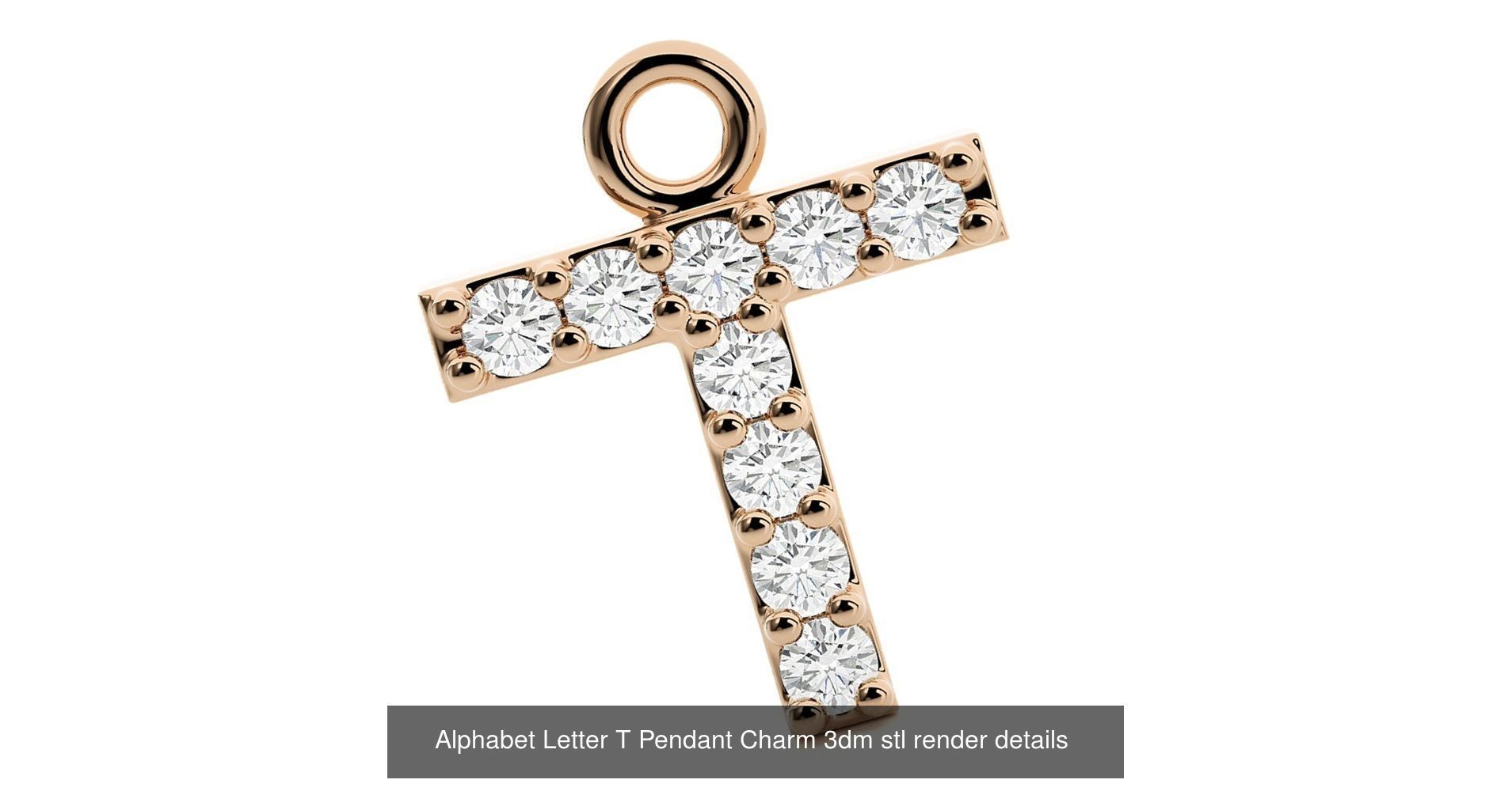 Alphabet Letter A to Z - 26 Pendant Charms 3dm stl render detail 3D Model Collection_26