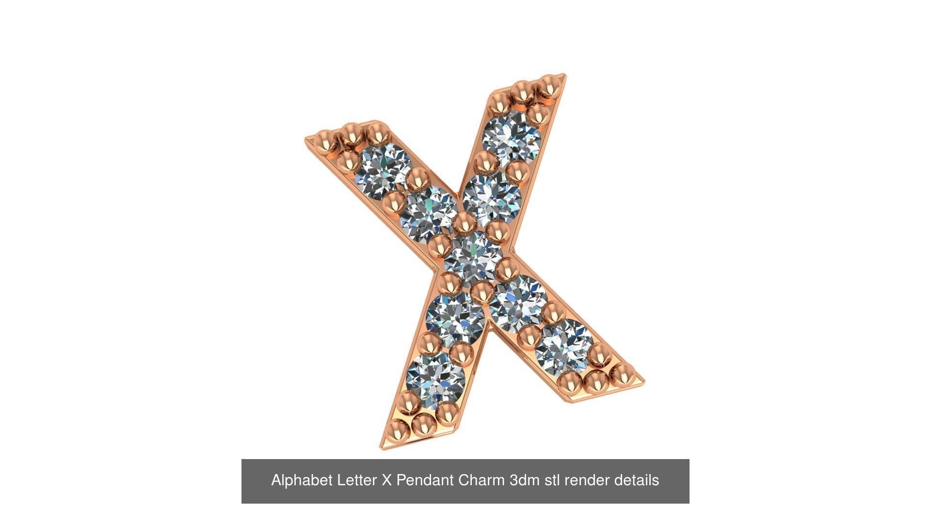 Alphabet Letter A to Z - 26 Pendant Charms 3dm stl render detail 3D Model Collection_8