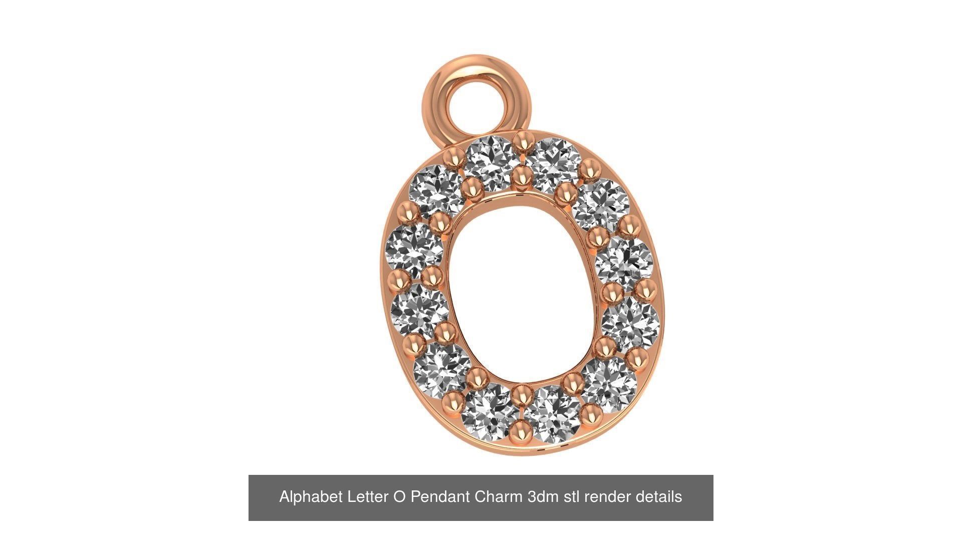 Alphabet Letter A to Z - 26 Pendant Charms 3dm stl render detail 3D Model Collection_19