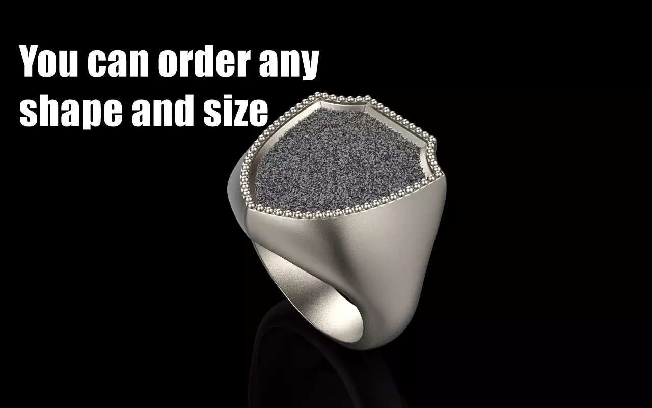 shield man signet ring model 583 3D print model_0