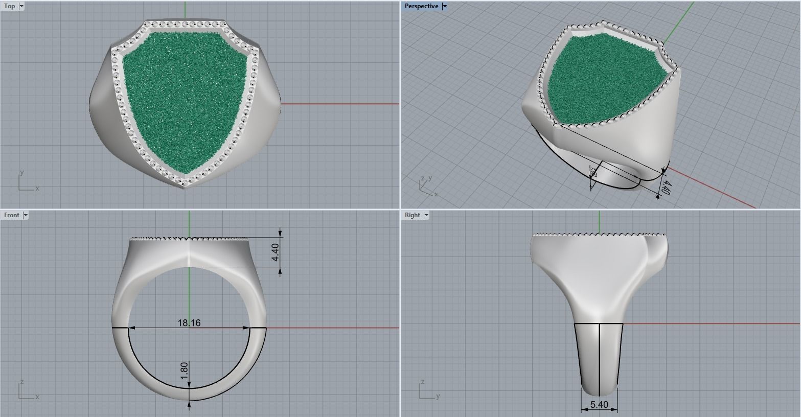 shield man signet ring model 583 3D print model_5