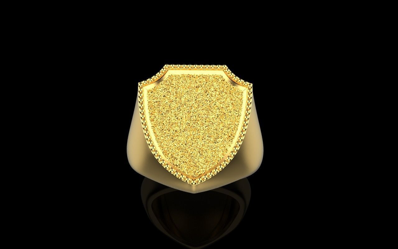 shield man signet ring model 583 3D print model_2