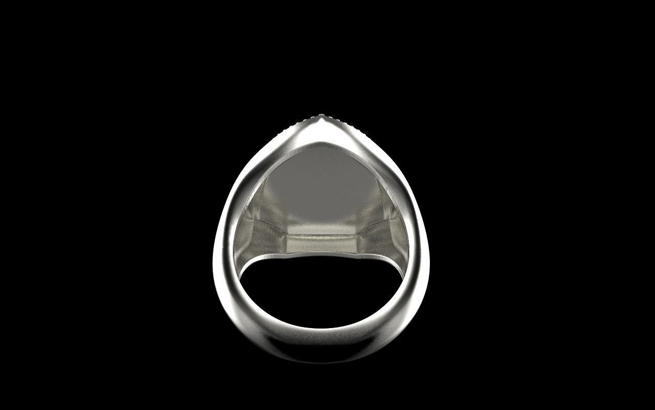 shield man signet ring model 583 3D print model_3