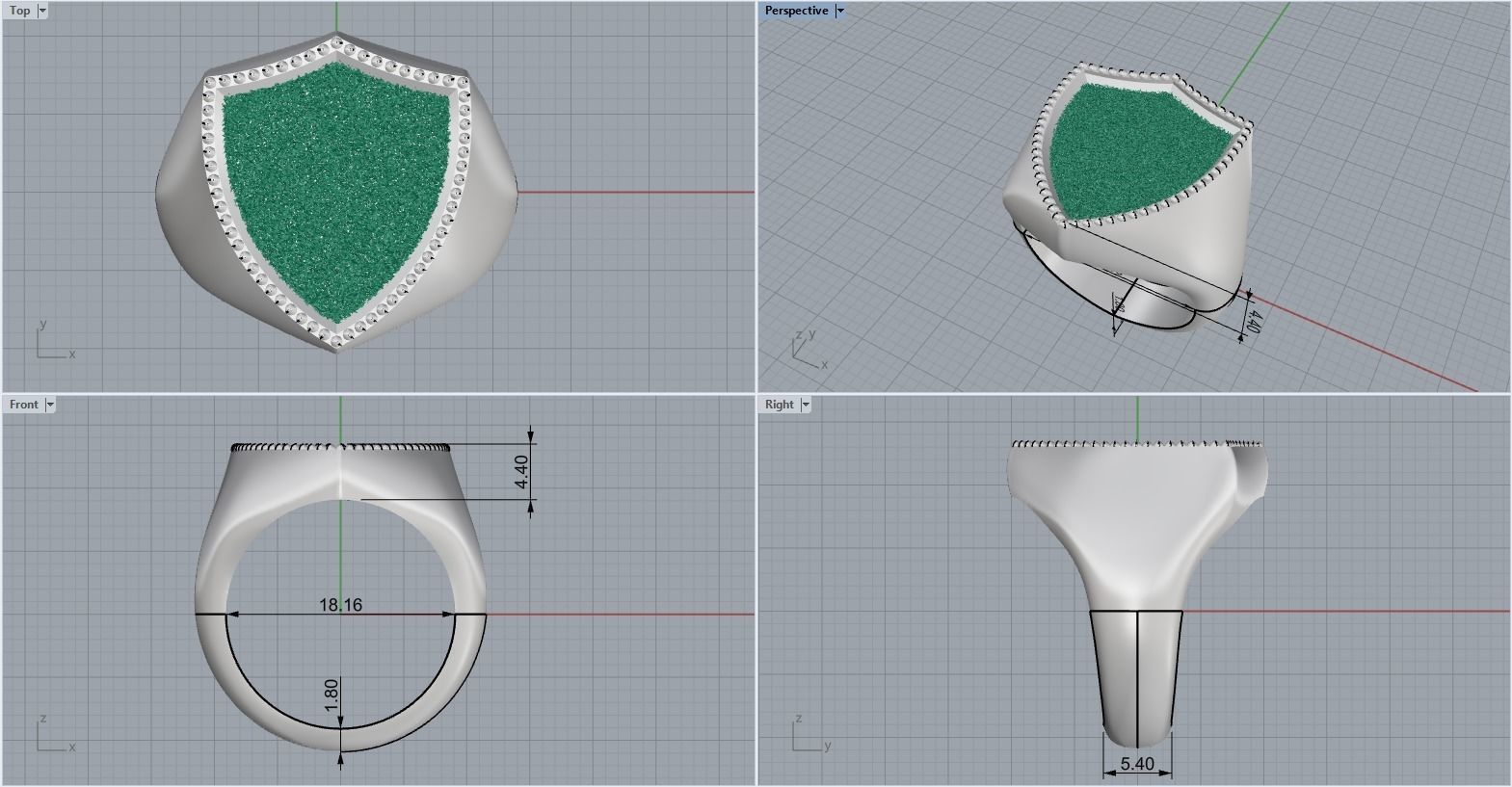 shield man  signet ring model 584 3D print model_3