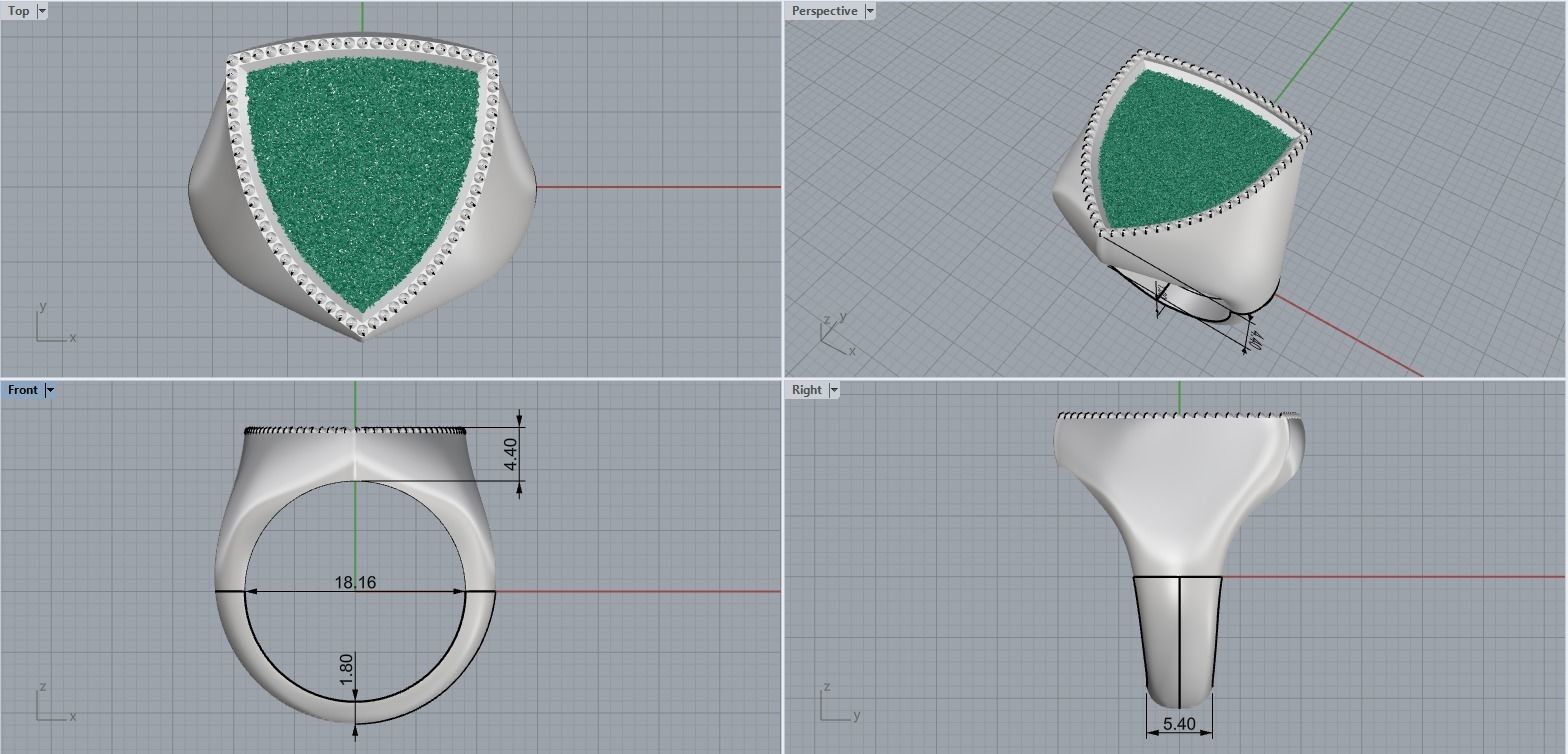 shield man signet ring model 585 3D print model_3
