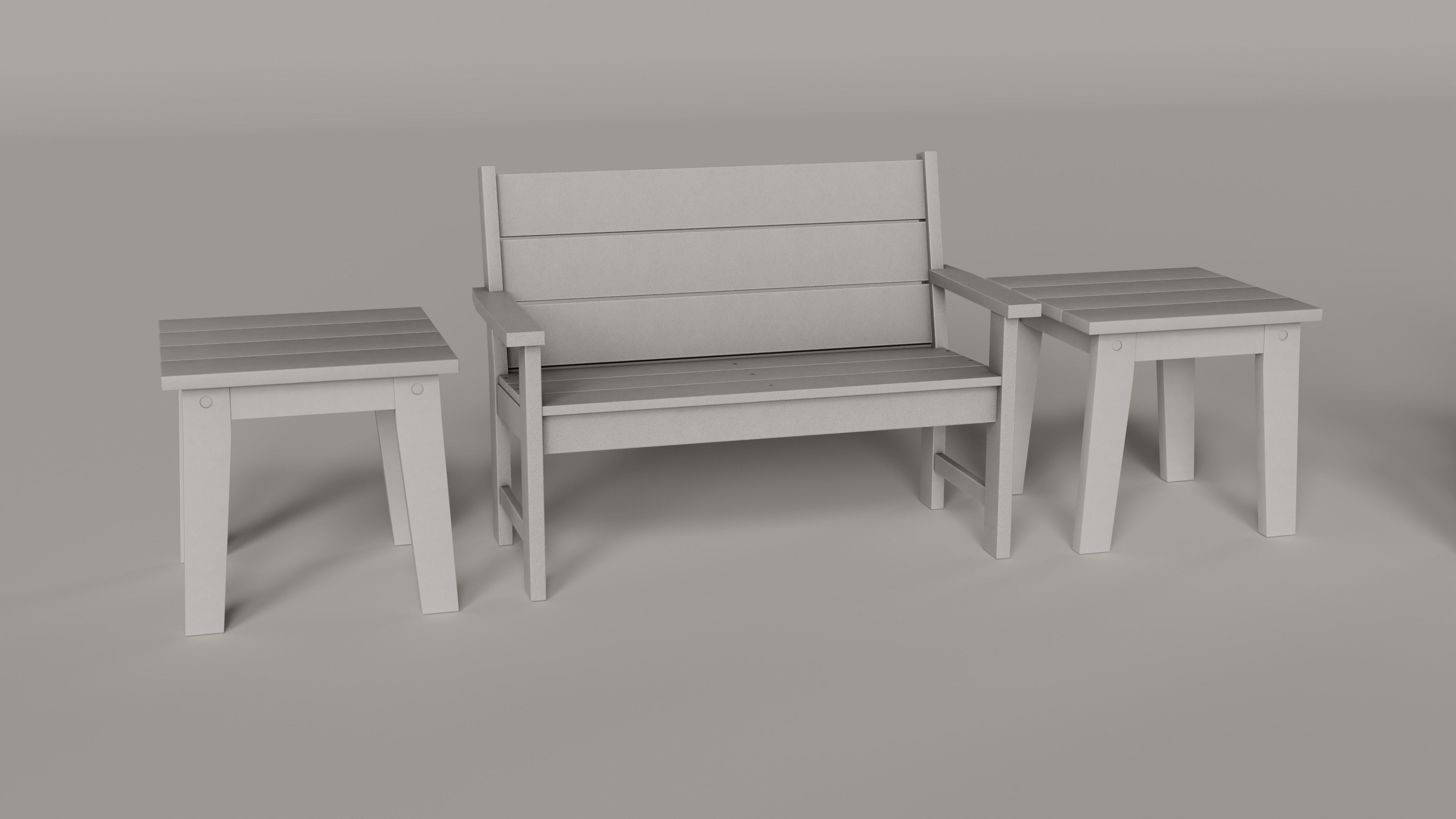 Lakeside Full Set Dining Table Chair Bench and Side Table 4CLRS Low-poly 3D model_12