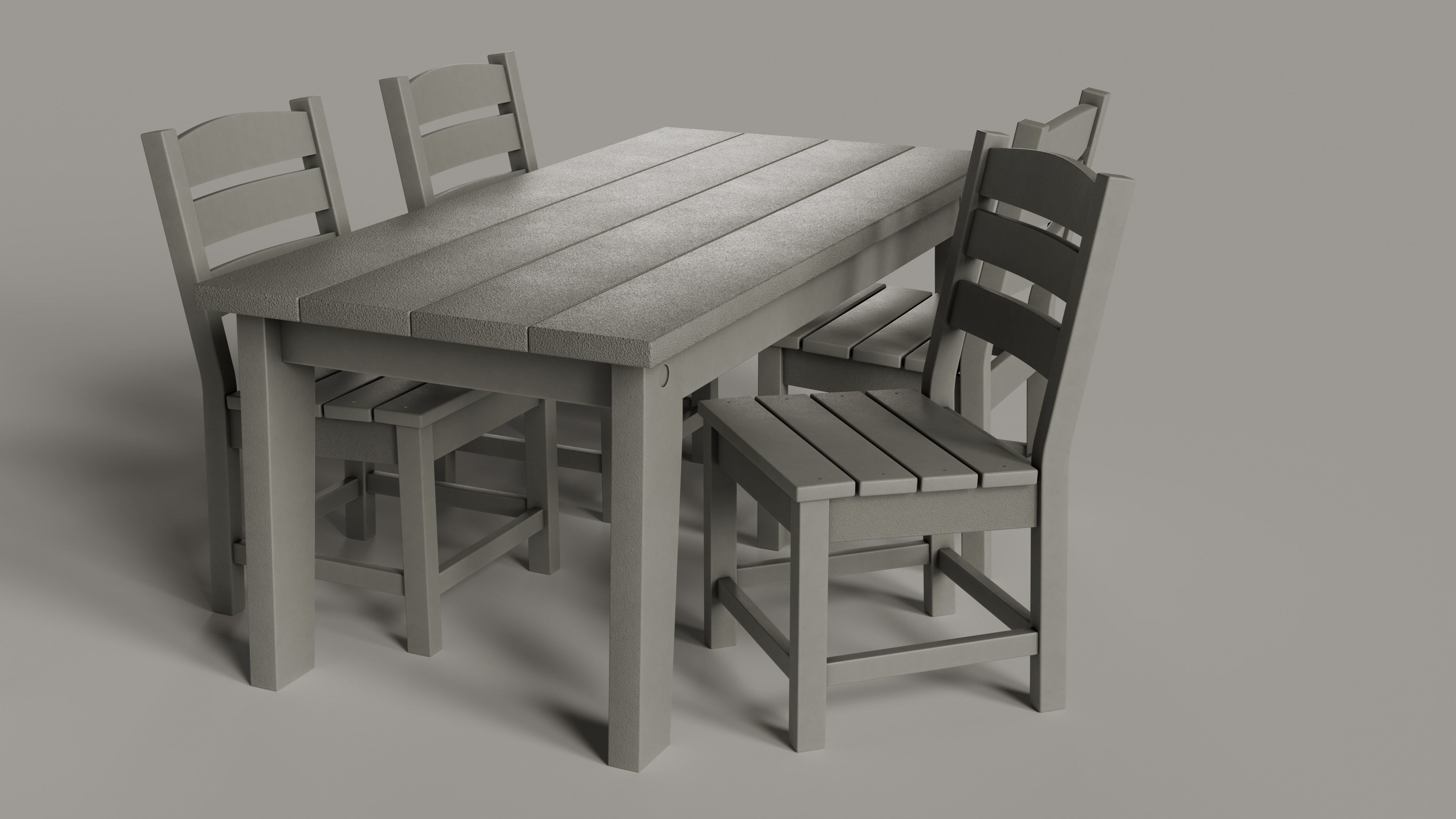 Lakeside Full Set Dining Table Chair Bench and Side Table 4CLRS Low-poly 3D model_6