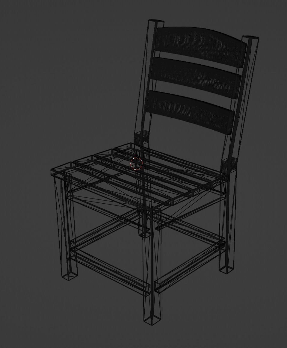 Lakeside Full Set Dining Table Chair Bench and Side Table 4CLRS Low-poly 3D model_17