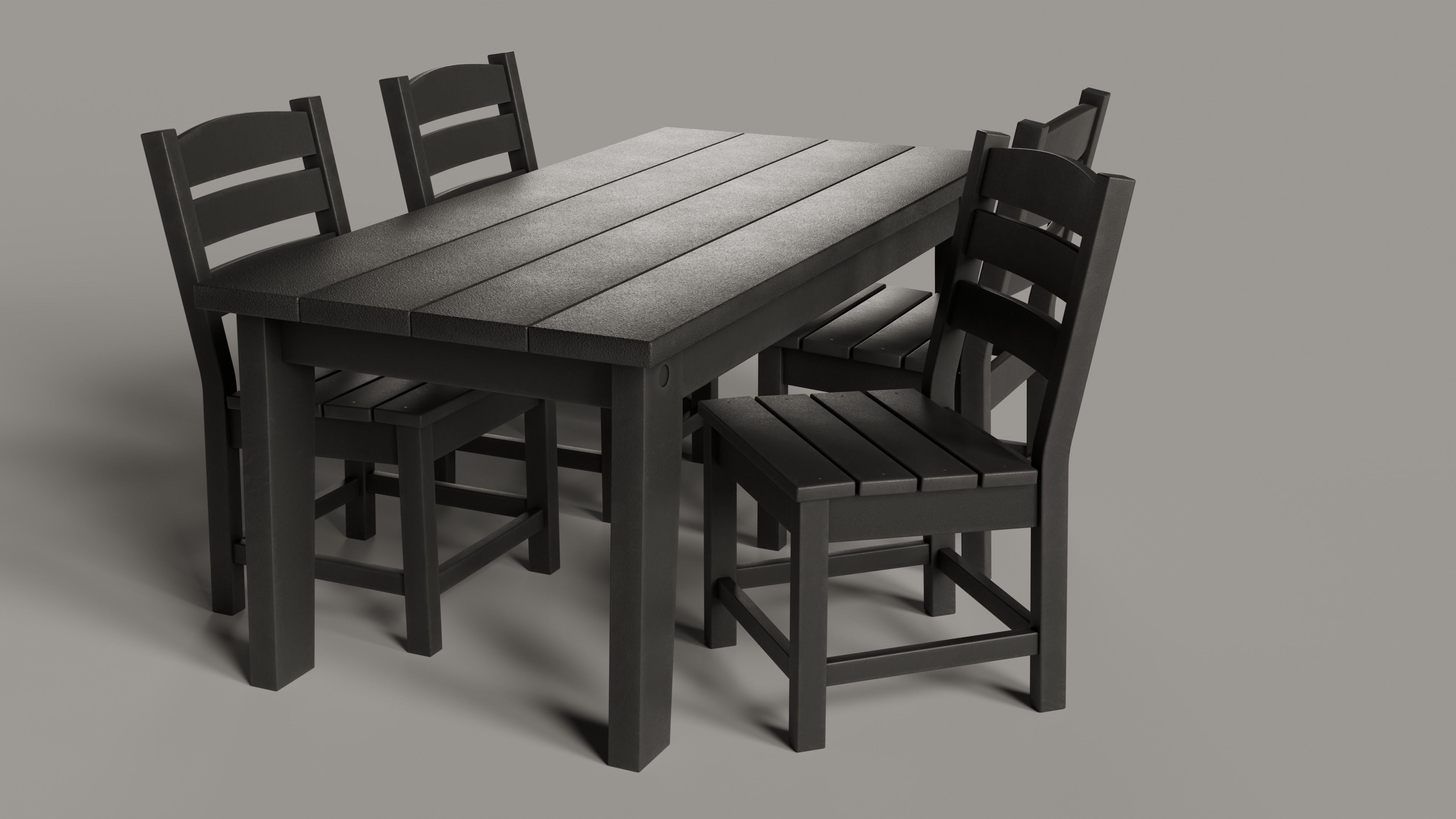 Lakeside Full Set Dining Table Chair Bench and Side Table 4CLRS Low-poly 3D model_5