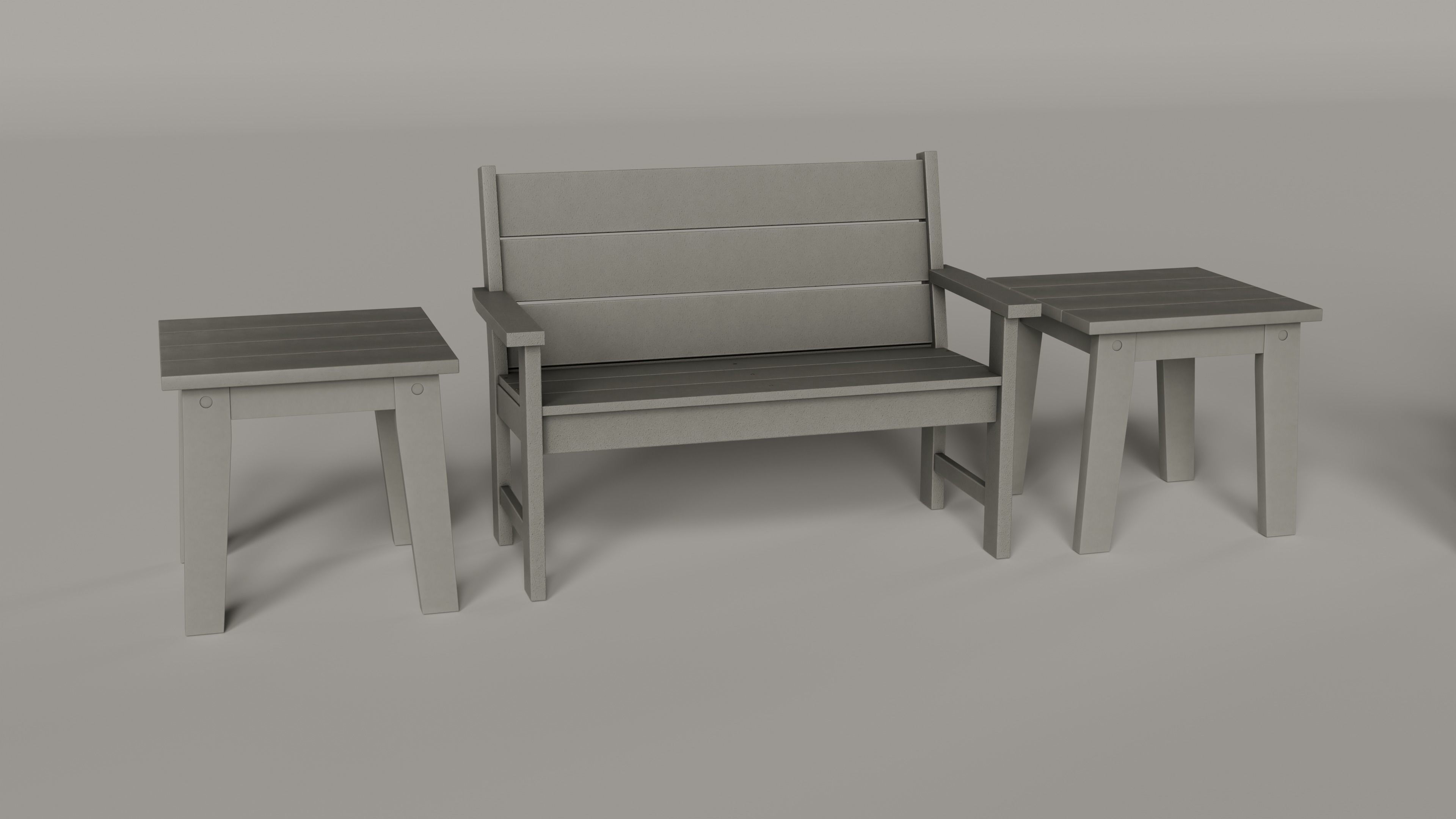 Lakeside Full Set Dining Table Chair Bench and Side Table 4CLRS Low-poly 3D model_10