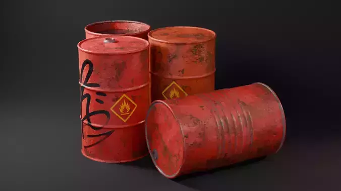 Low-Poly Red Barrels v2 Low-poly 3D model Low-Poly Red Barrels v2 Low-poly 3D model