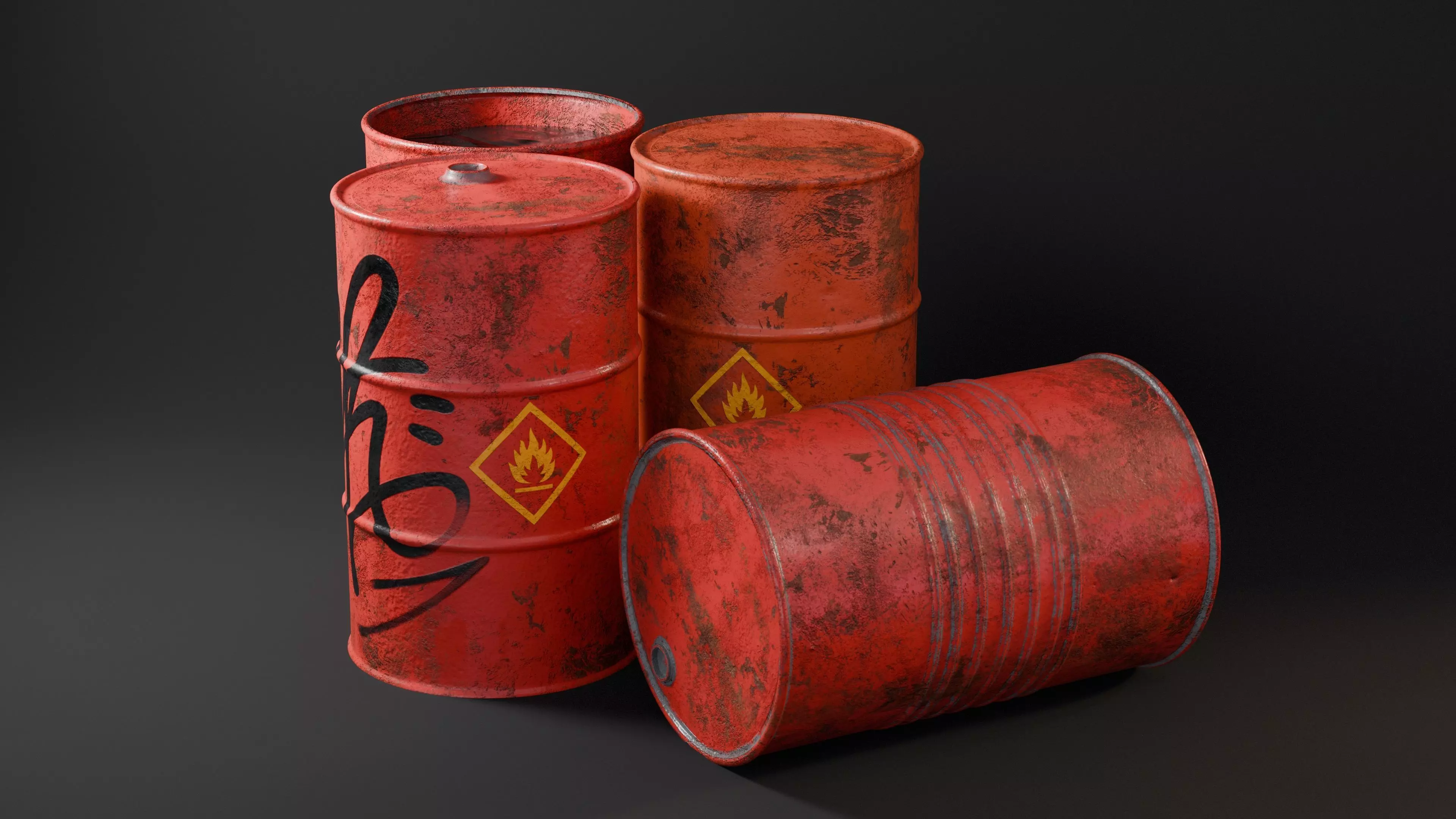 Low-Poly Red Barrels v2 Low-poly 3D model_0