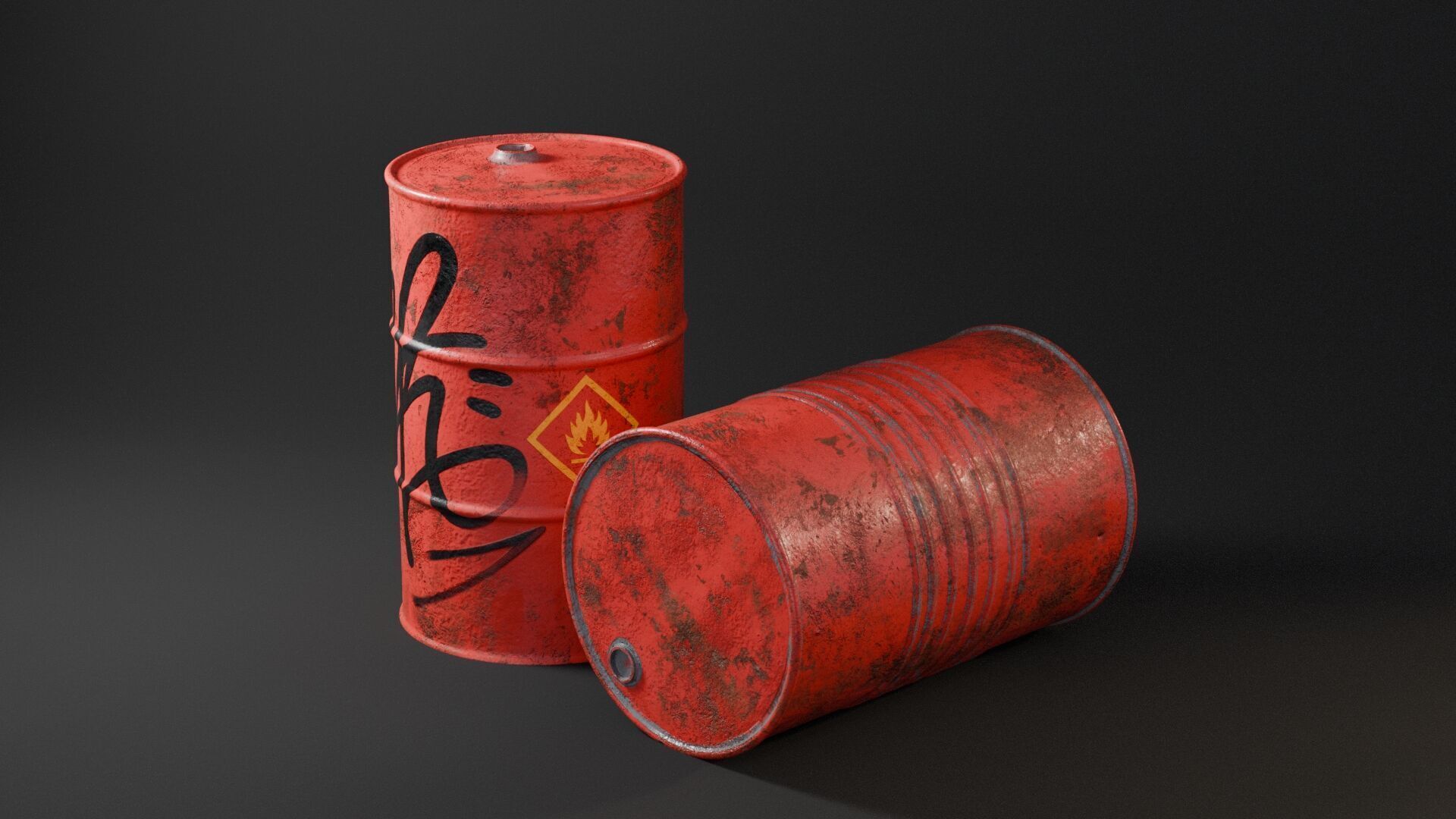 Low-Poly Red Barrels v2 Low-poly 3D model_9
