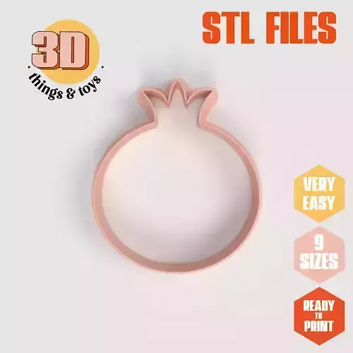  Pomegranate Fruit Food - Cookie Cutter  Clay - Many Size 3D print model
