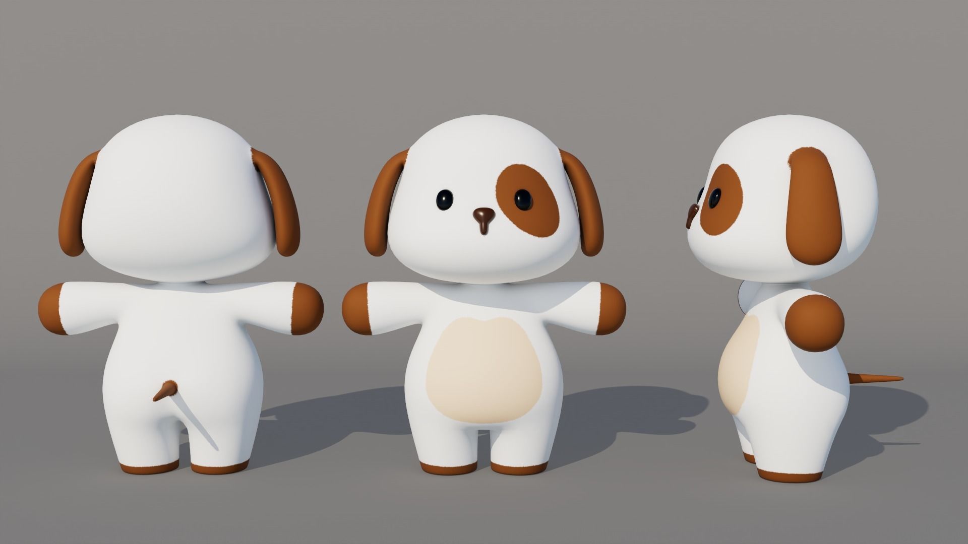 Rigged Cartoon Dog Low-poly 3D model_2