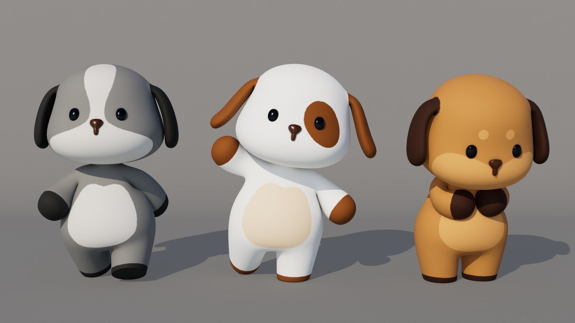 Rigged Cartoon Dog Low-poly 3D model_1
