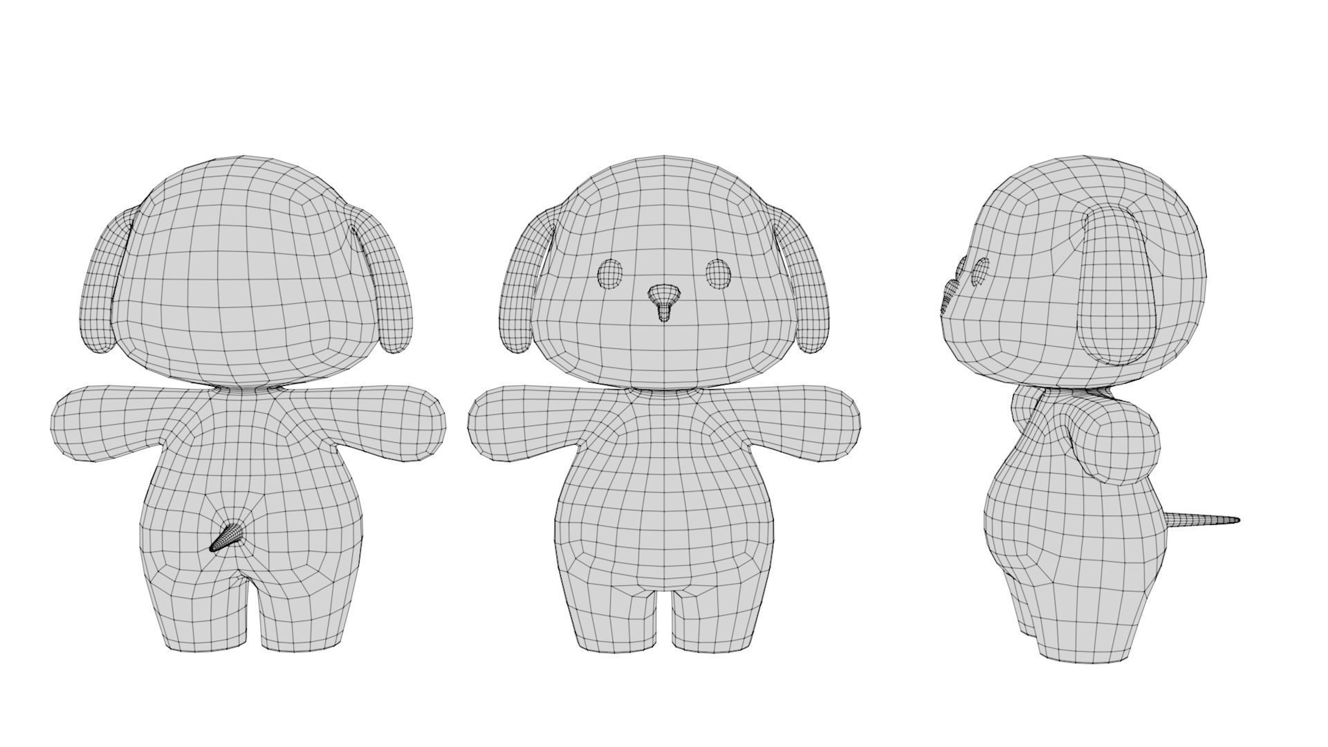 Rigged Cartoon Dog Low-poly 3D model_5