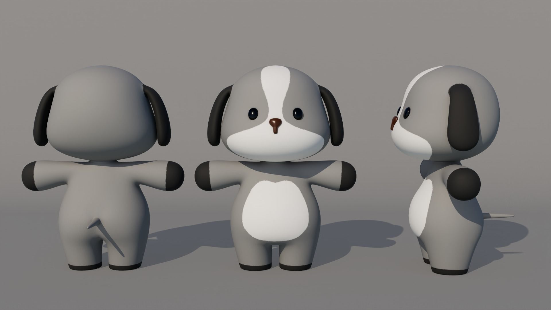 Rigged Cartoon Dog Low-poly 3D model_4