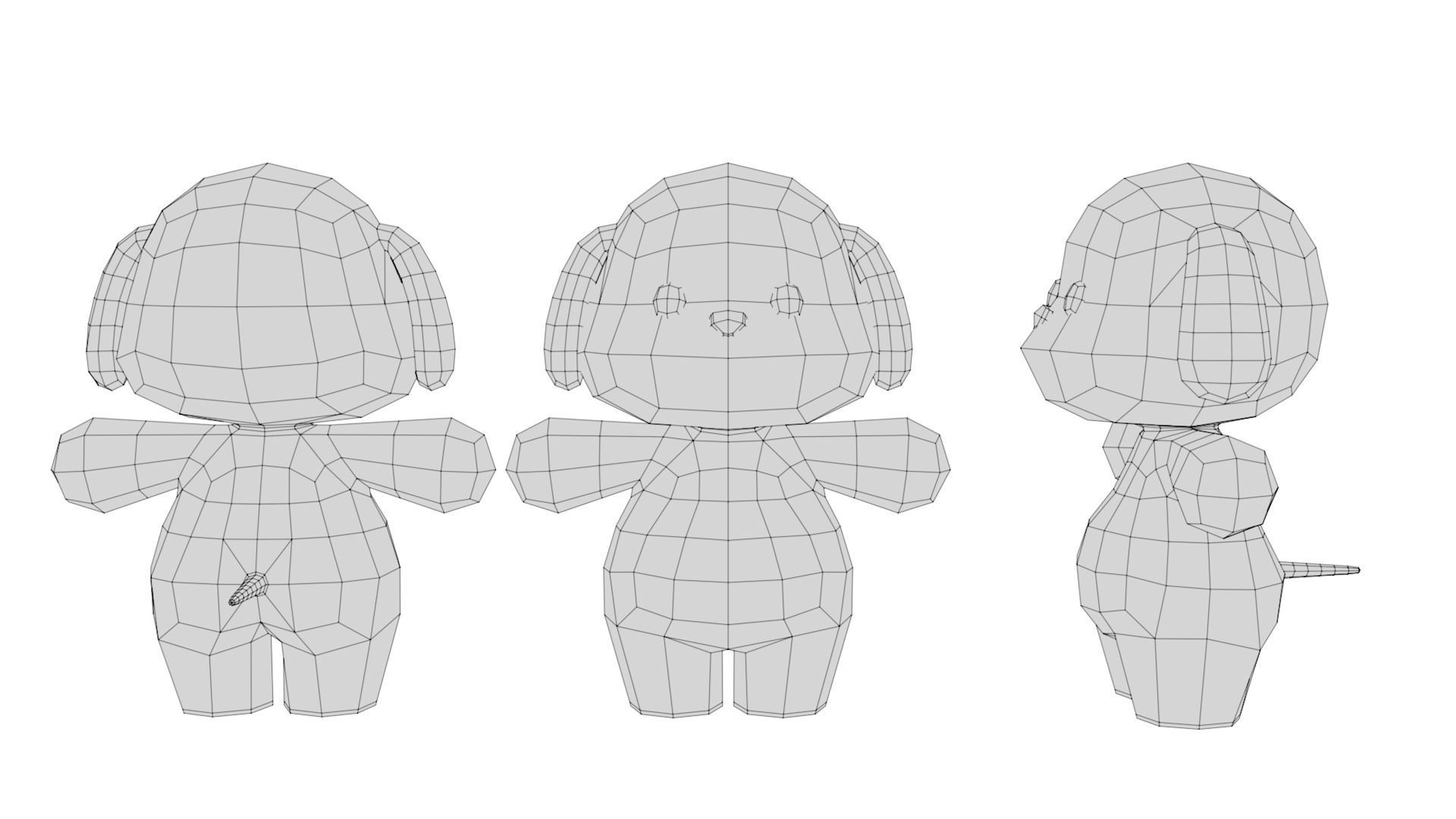 Rigged Cartoon Dog Low-poly 3D model_6