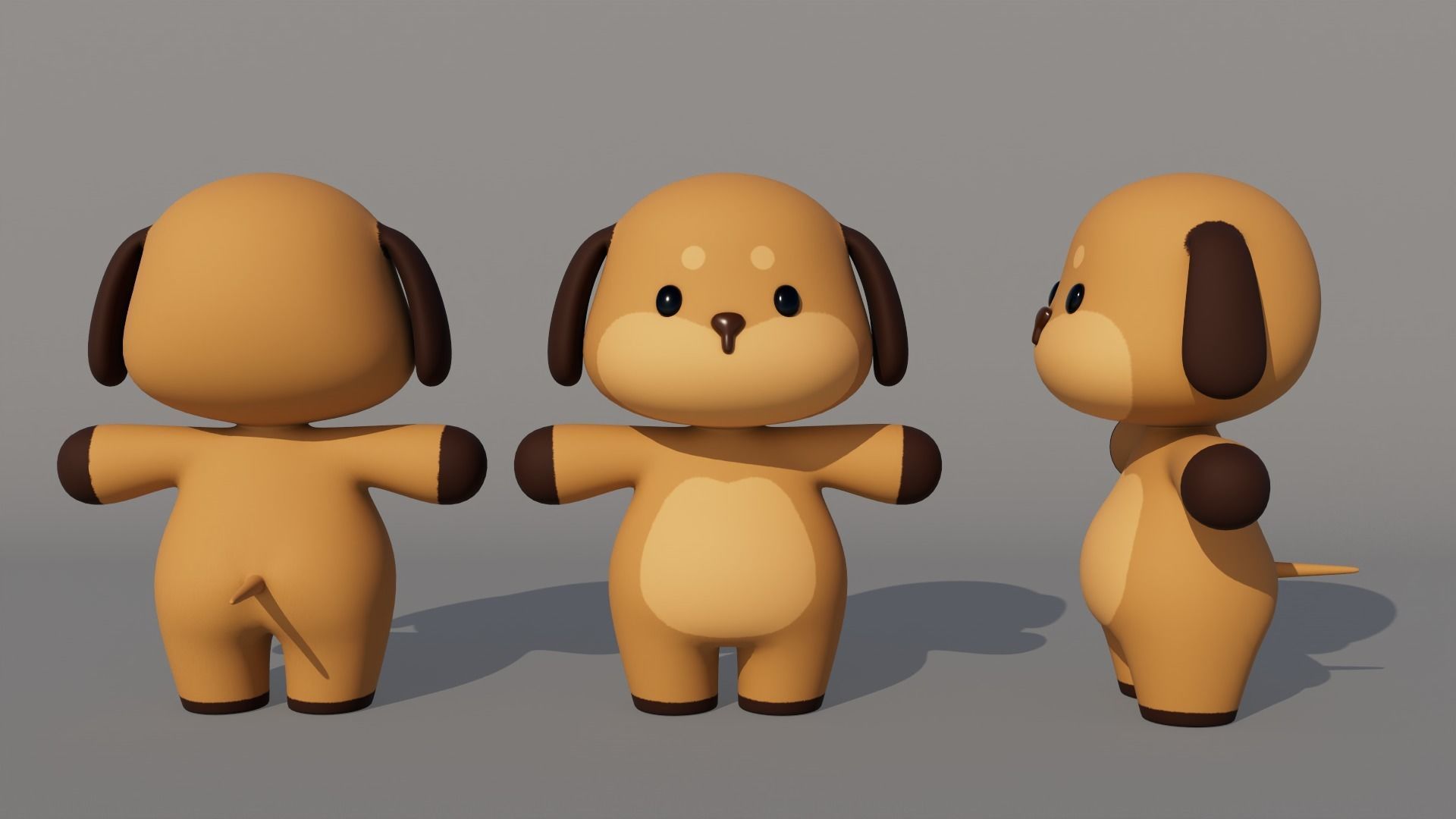 Rigged Cartoon Dog Low-poly 3D model_3