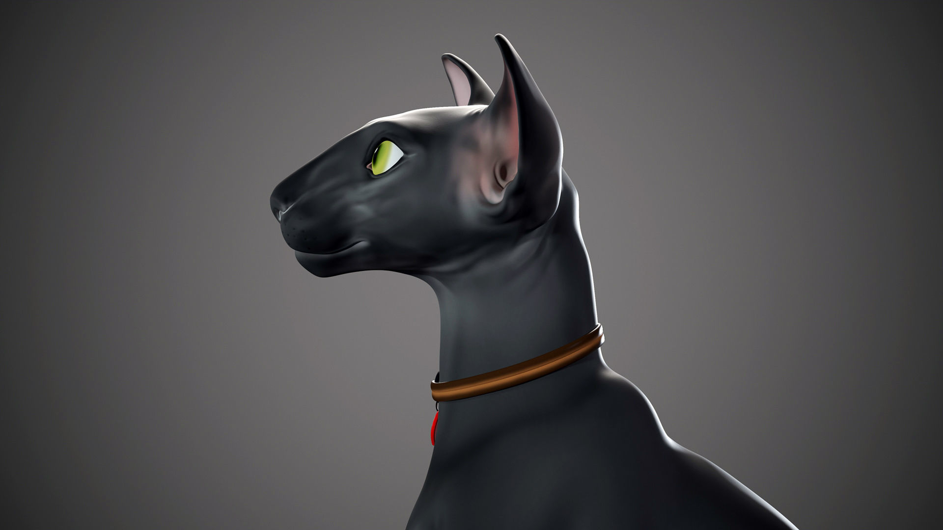 Oriental Cat - 3D Sculpting - High Poly  3D print model_3